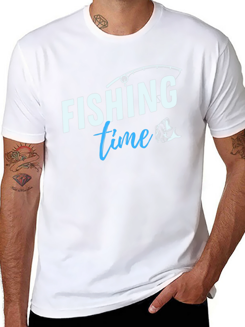 Fishing Time T-Shirt - Black Crew Neck Tee