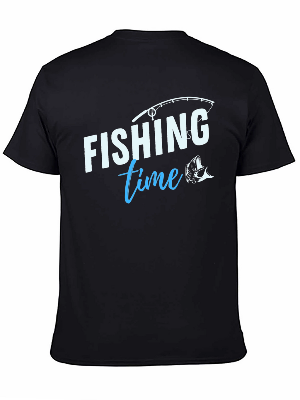 Fishing Time T-Shirt - Black Crew Neck Tee
