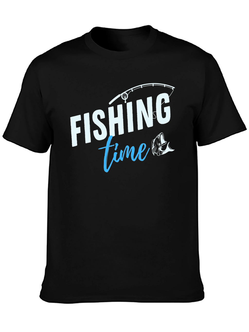 Fishing Time T-Shirt - Black Crew Neck Tee