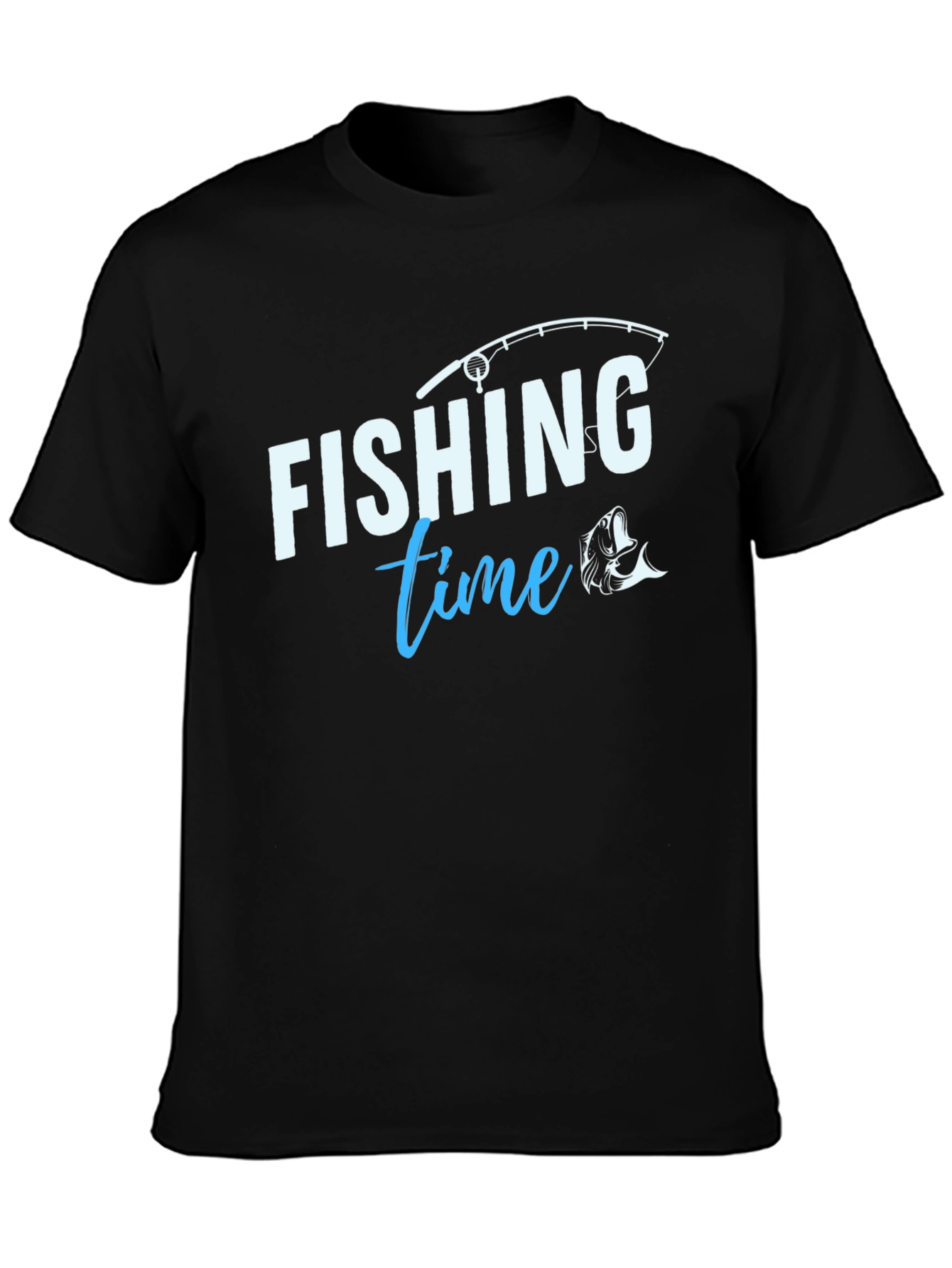 Fishing Time T-Shirt - Black Crew Neck Tee