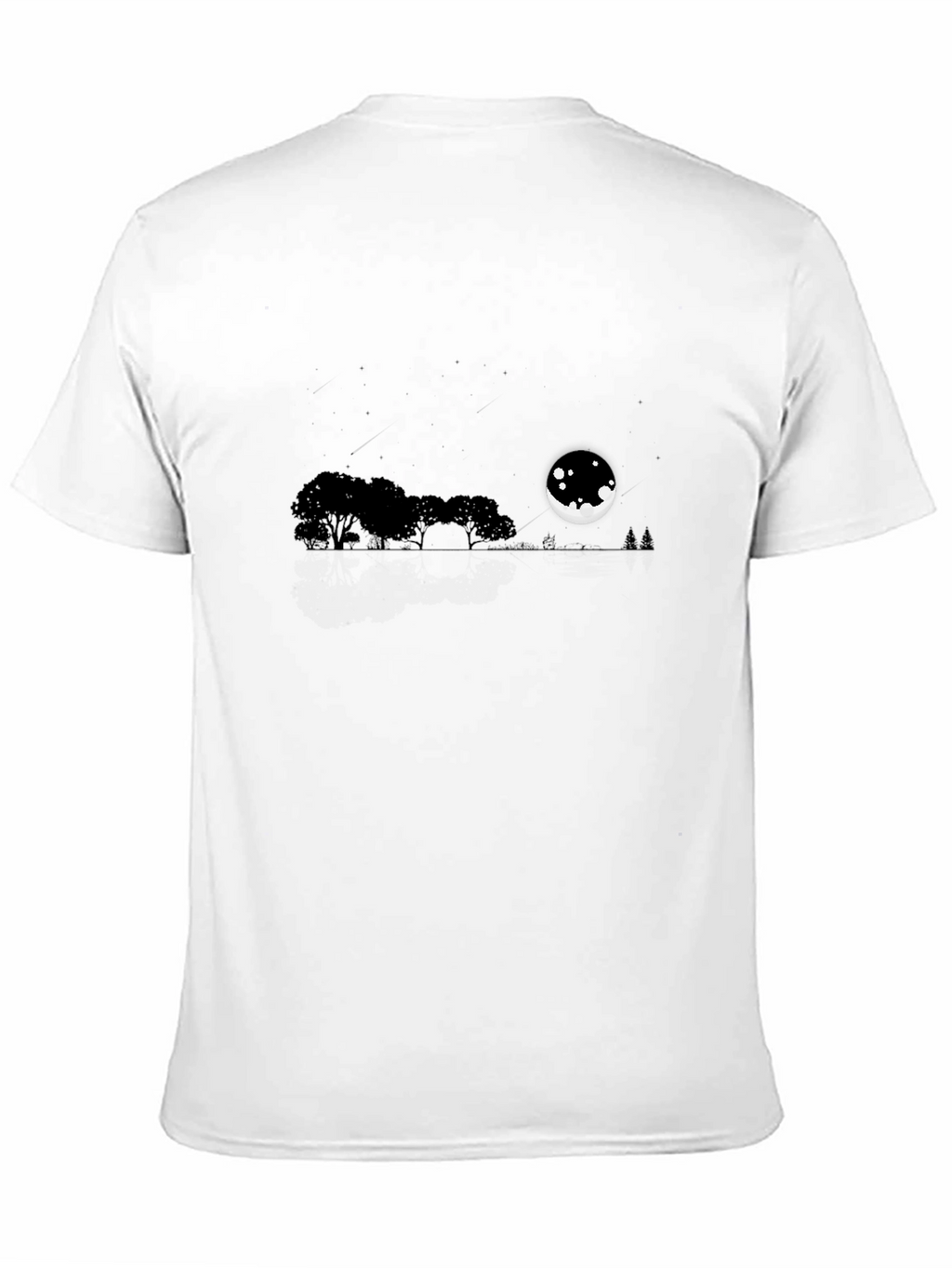 Mens Black Moonlit Landscape T-Shirt