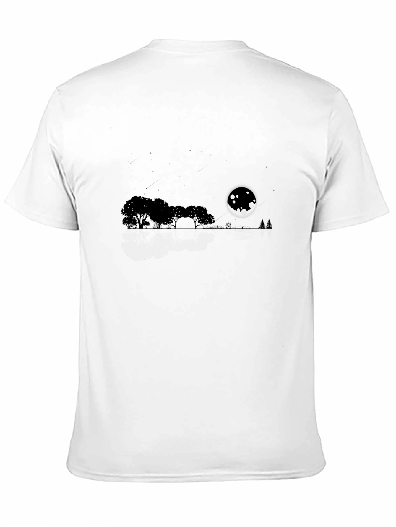 Mens Black Moonlit Landscape T-Shirt