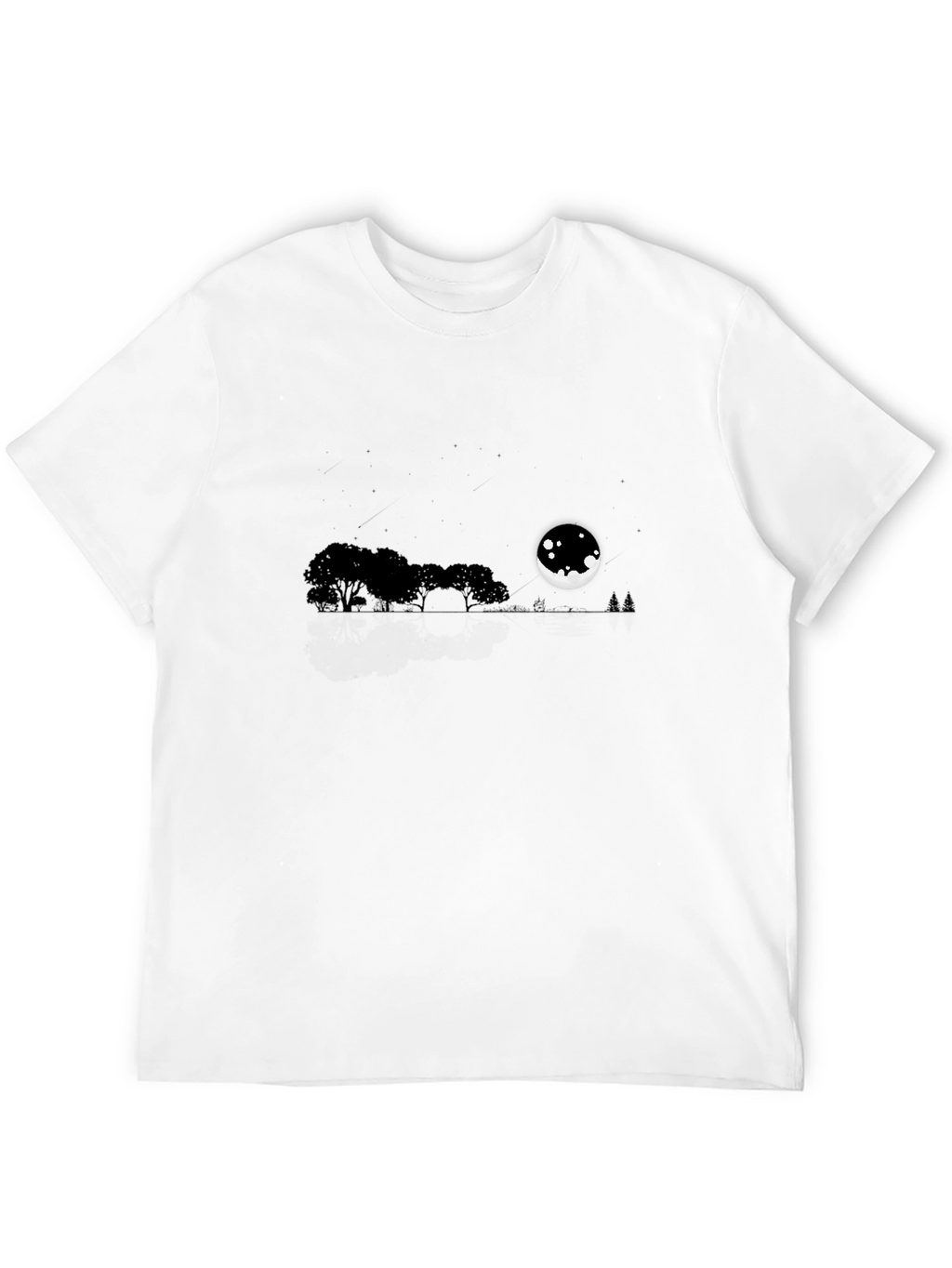 Mens Black Moonlit Landscape T-Shirt