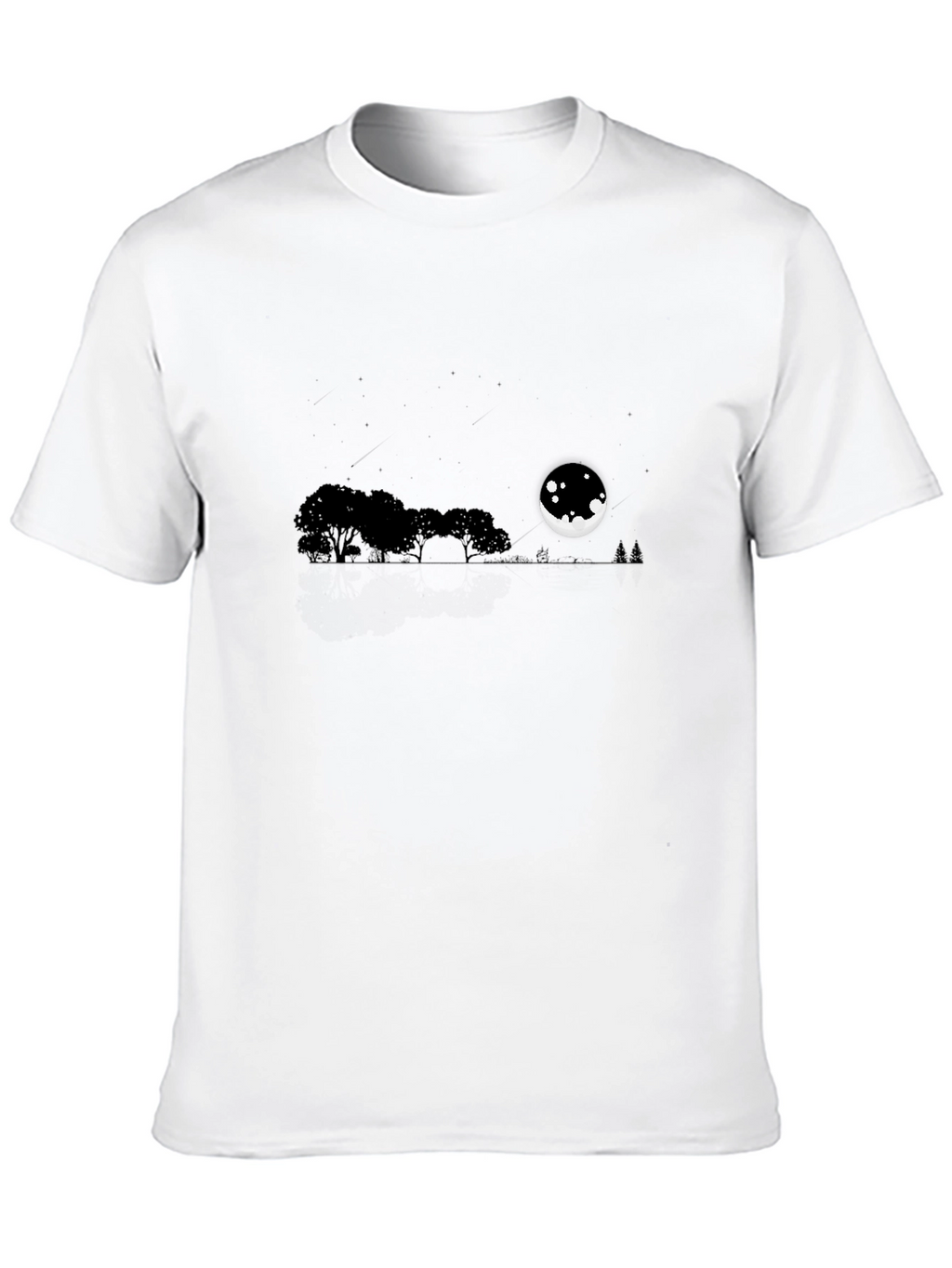 Mens Black Moonlit Landscape T-Shirt