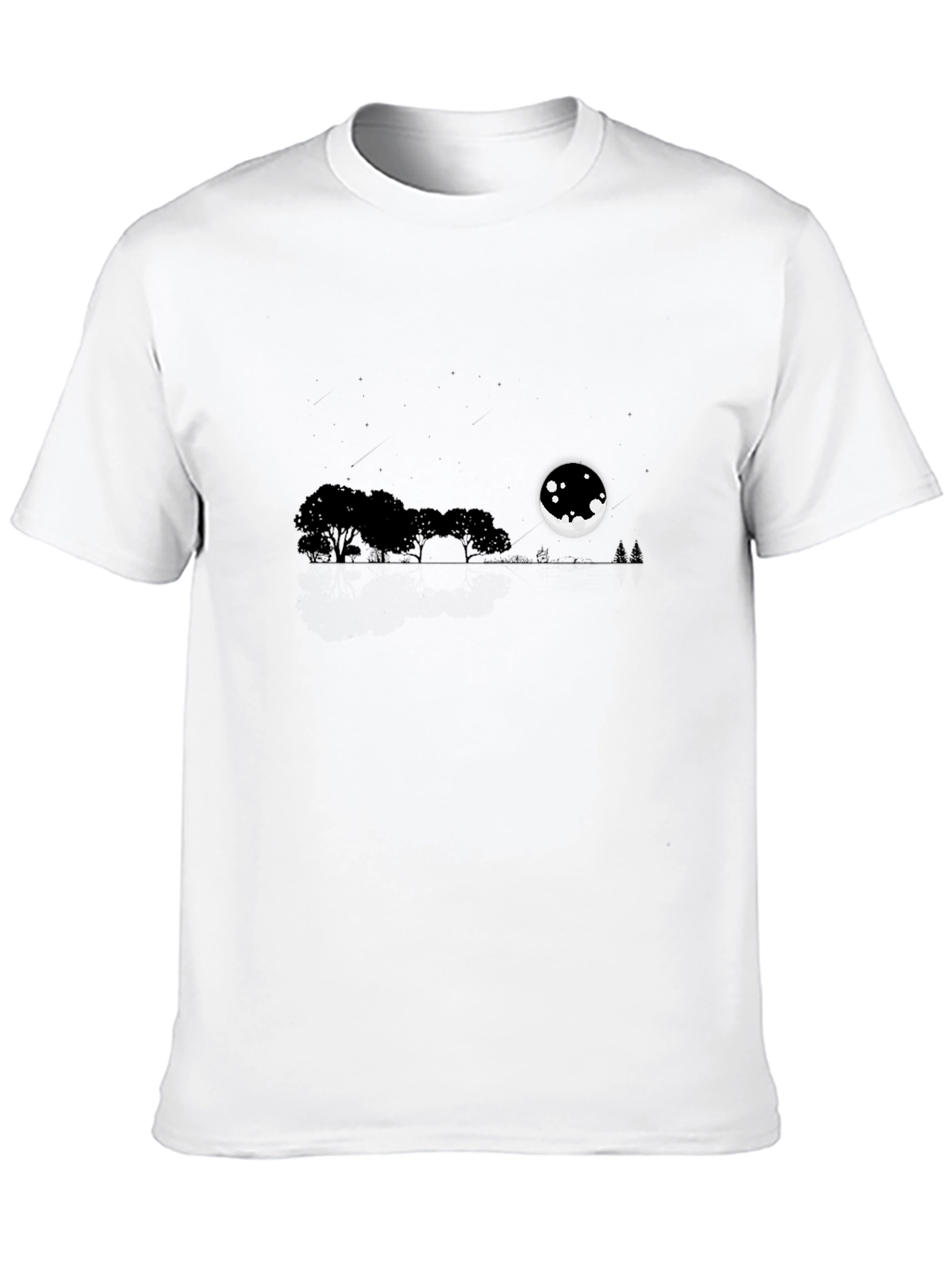 Mens Black Moonlit Landscape T-Shirt