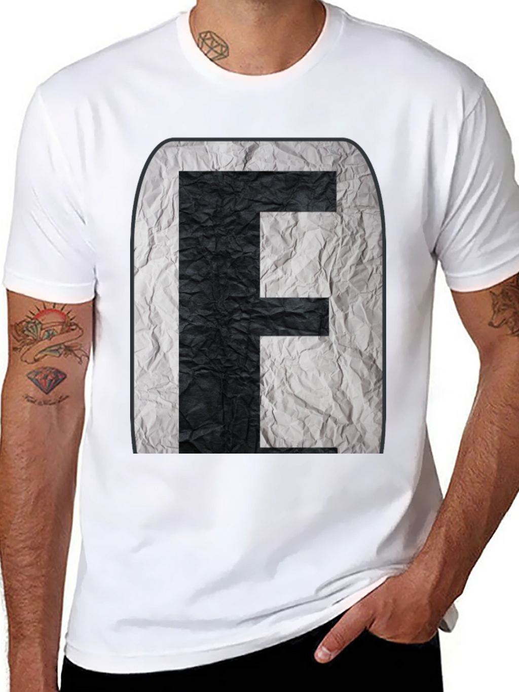 Abstract Initial F Graphic Black Tee
