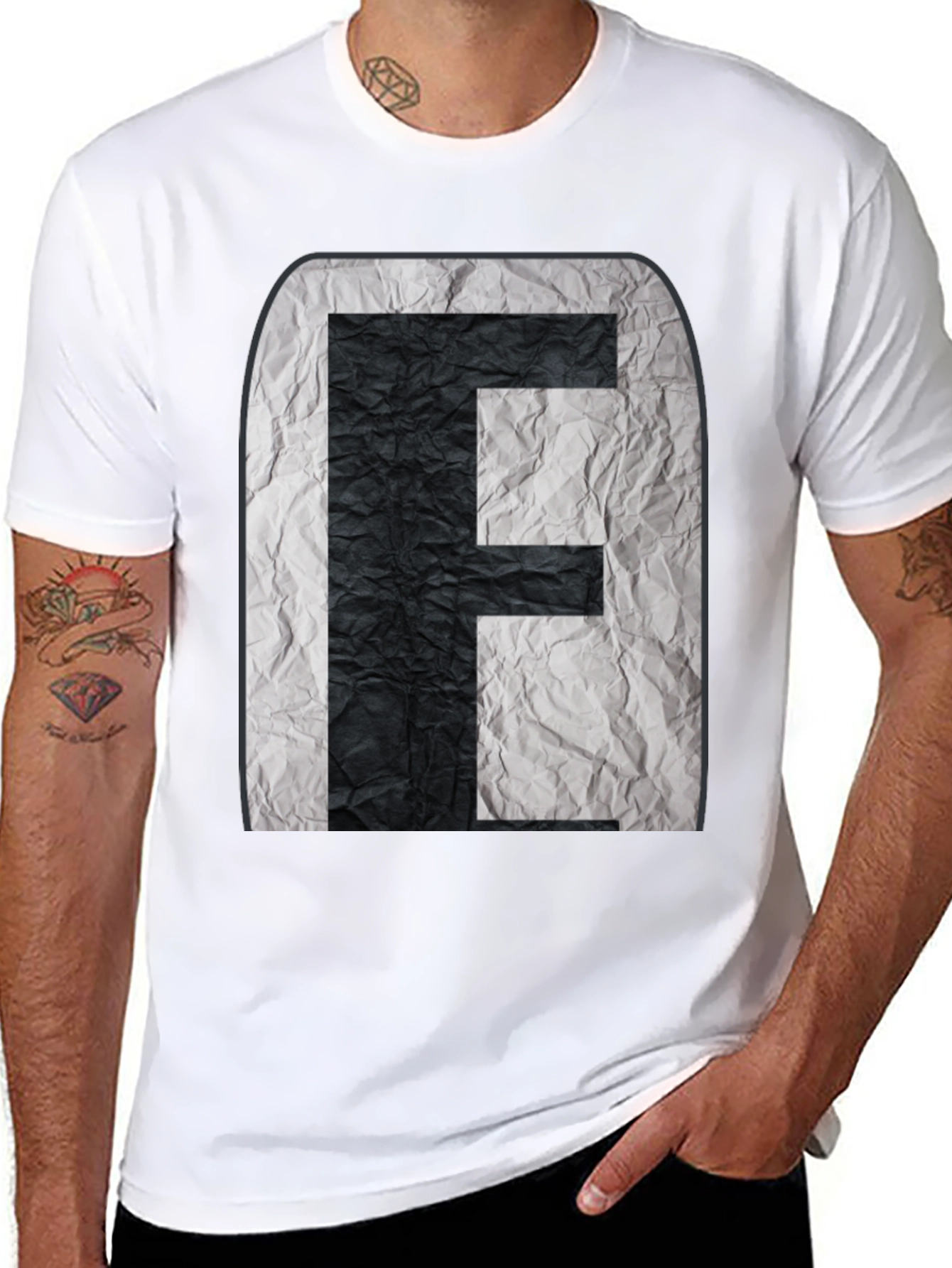 Abstract Initial F Graphic Black Tee