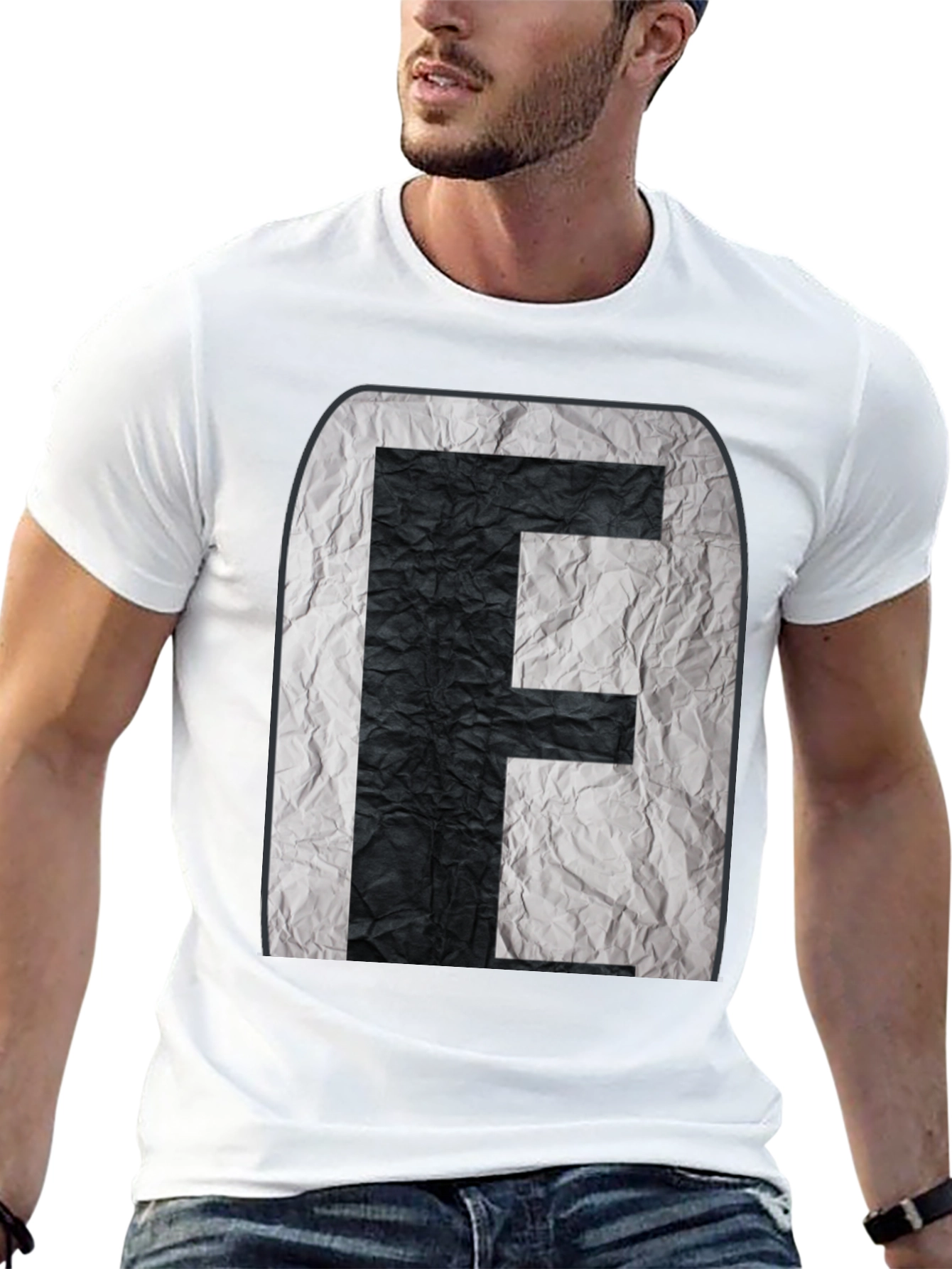 Abstract Initial F Graphic Black Tee