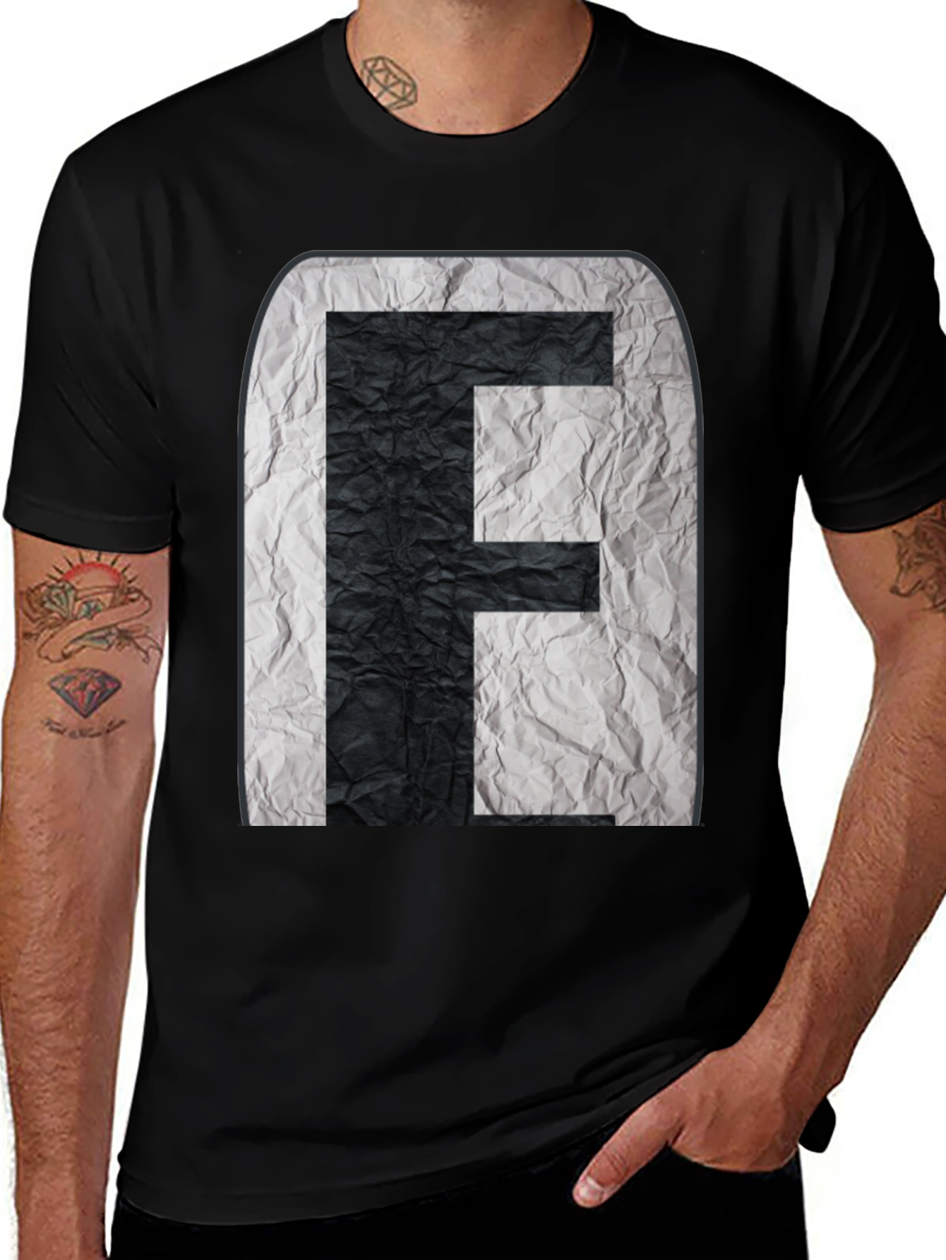 Abstract Initial F Graphic Black Tee