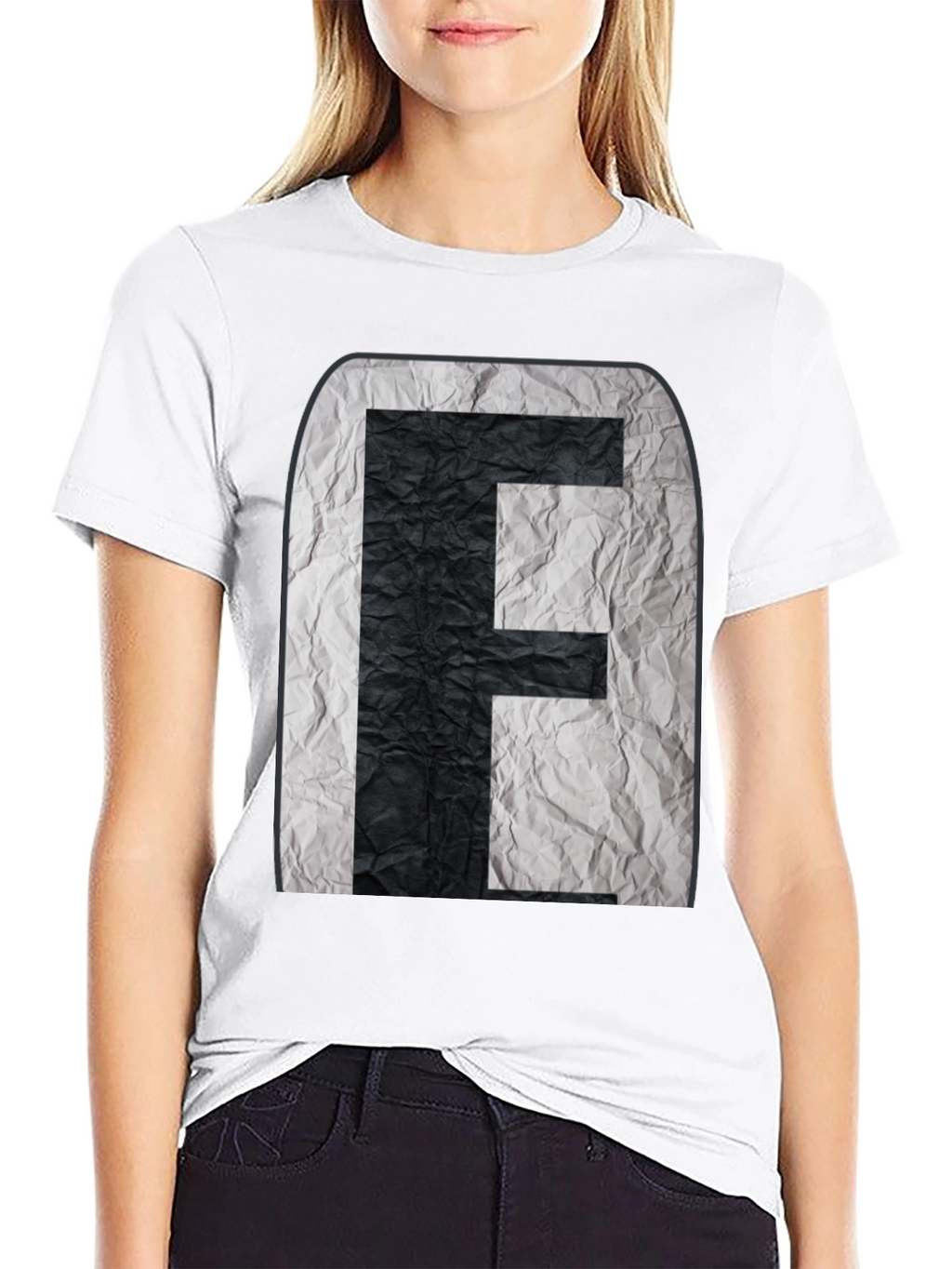 Abstract Initial F Graphic Black Tee