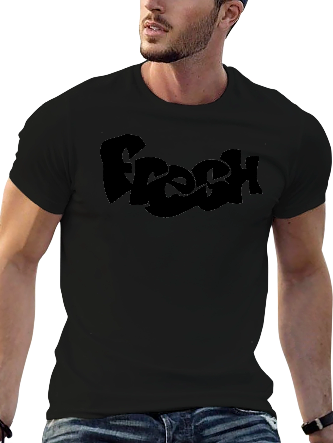 Fresh Graphic Tee - Black Cotton T-Shirt