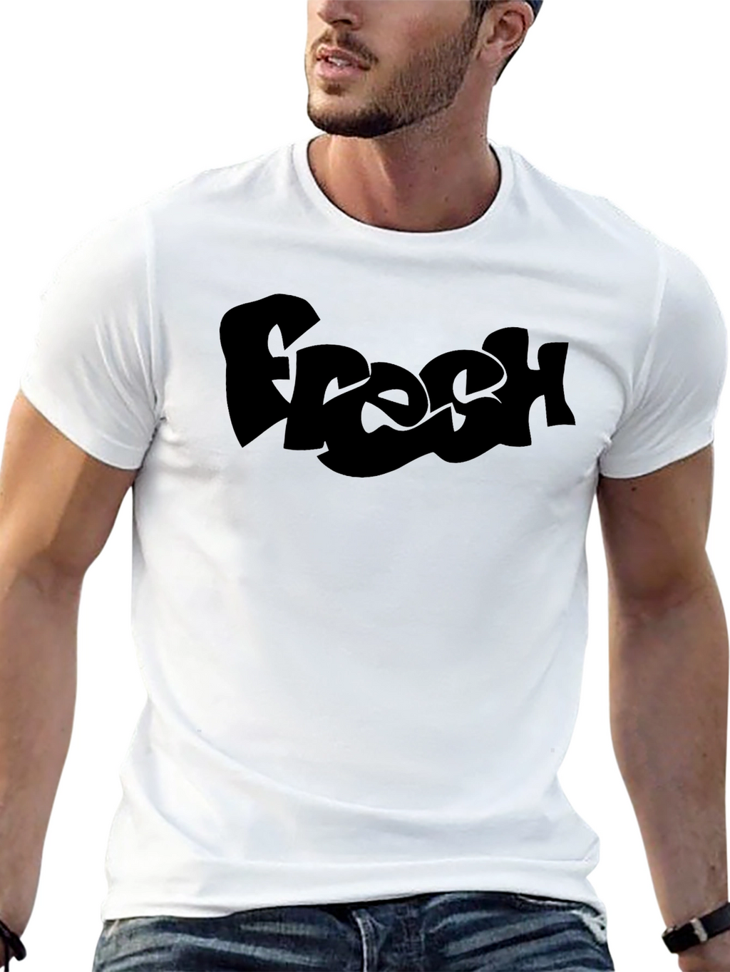 Fresh Graphic Tee - Black Cotton T-Shirt