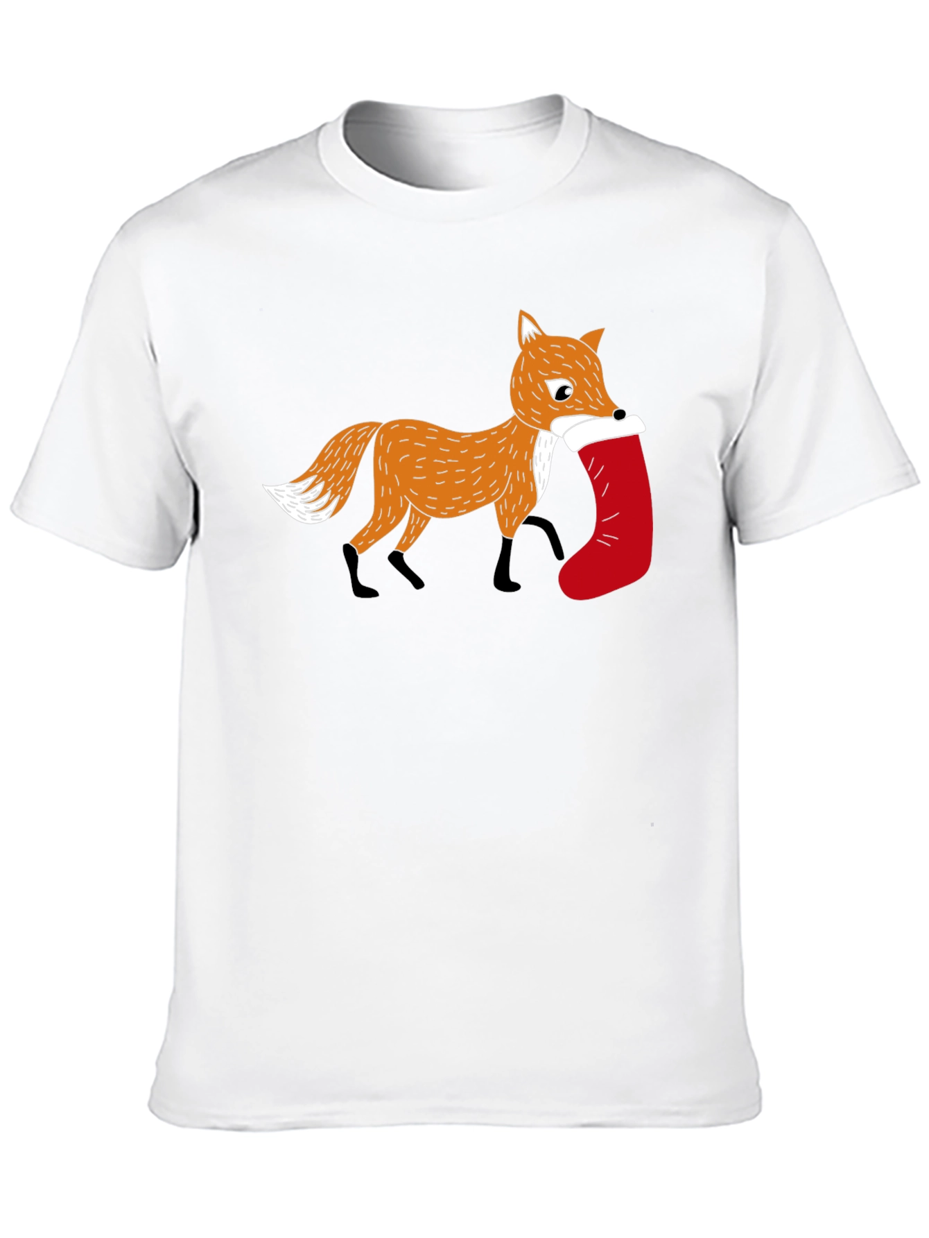 Fox with Stocking Graphic Tee - Holiday Style