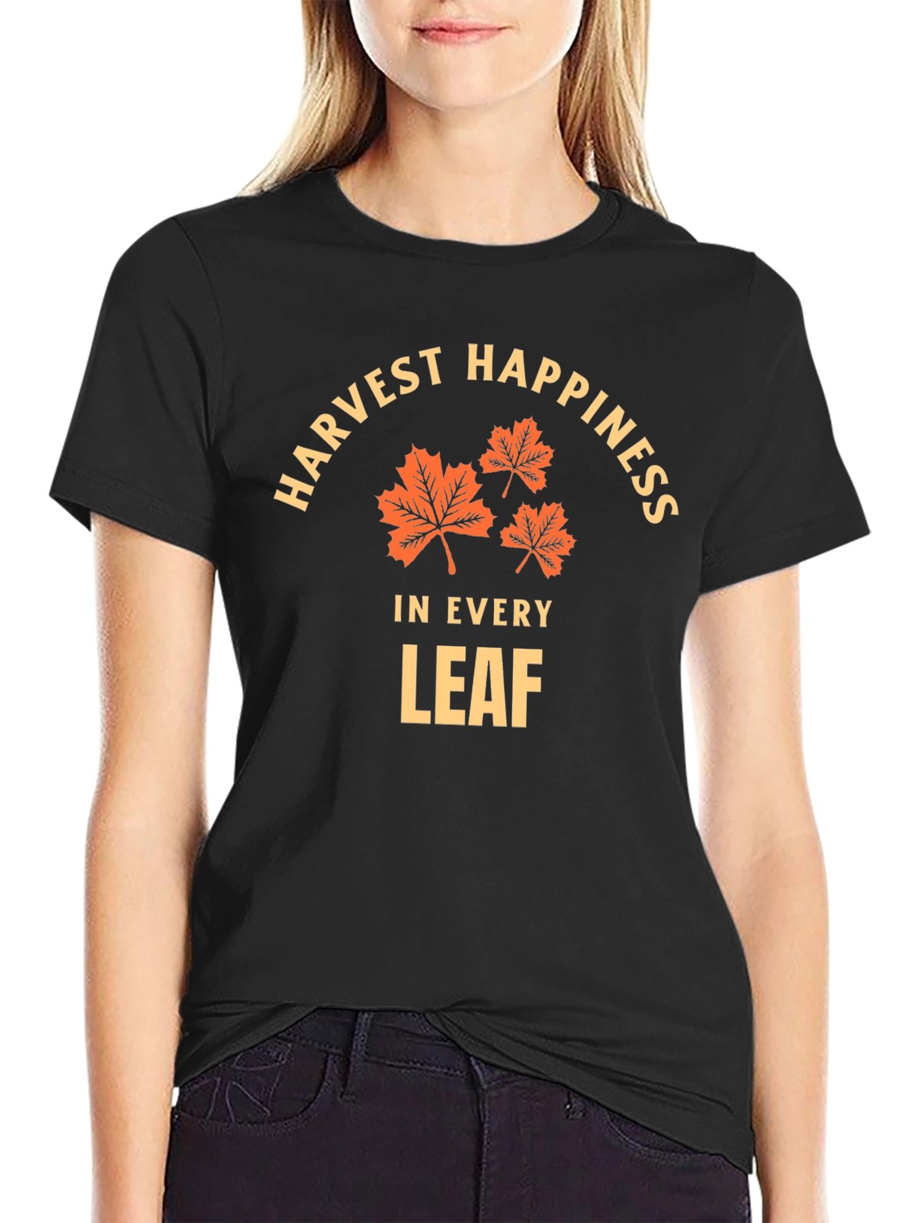 Harvest Happiness T-Shirt - Fall Leaves Design