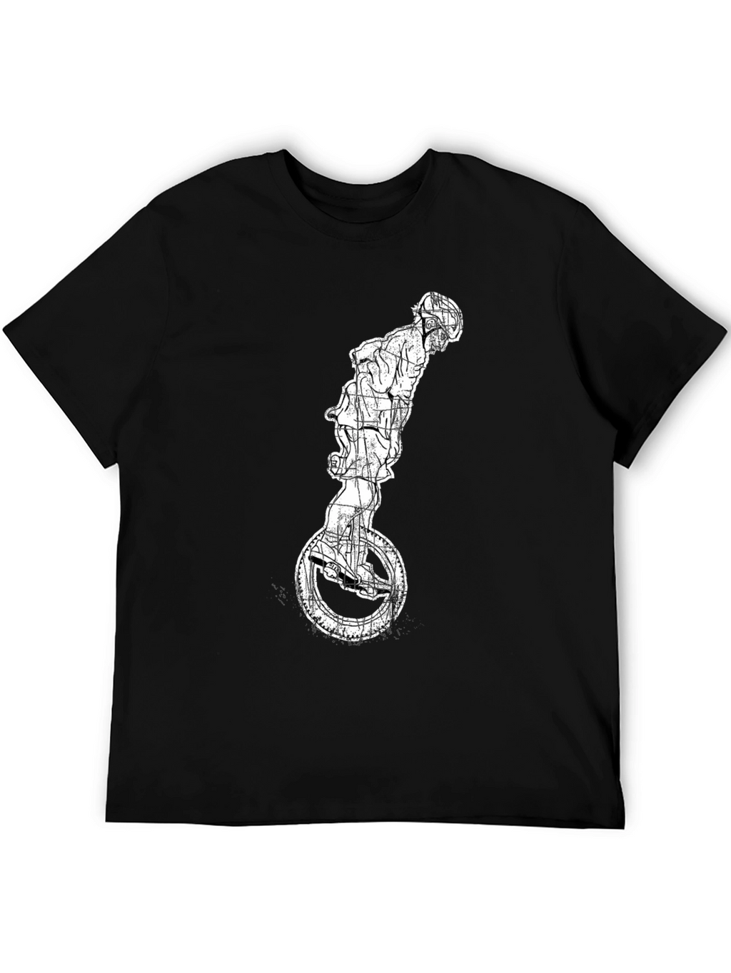 Unicycle Rider Graphic Tee - Cool Black T-Shirt