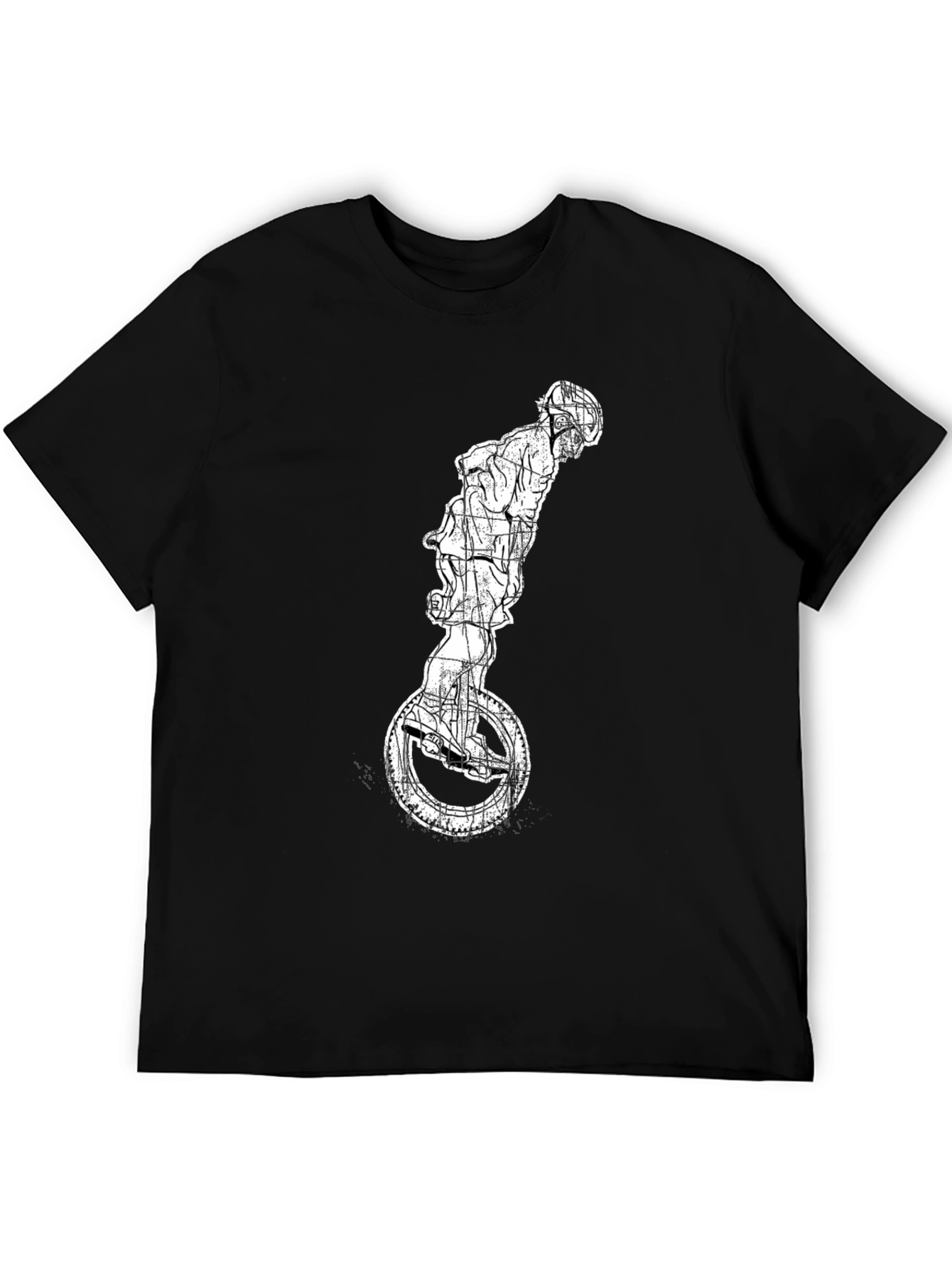 Unicycle Rider Graphic Tee - Cool Black T-Shirt