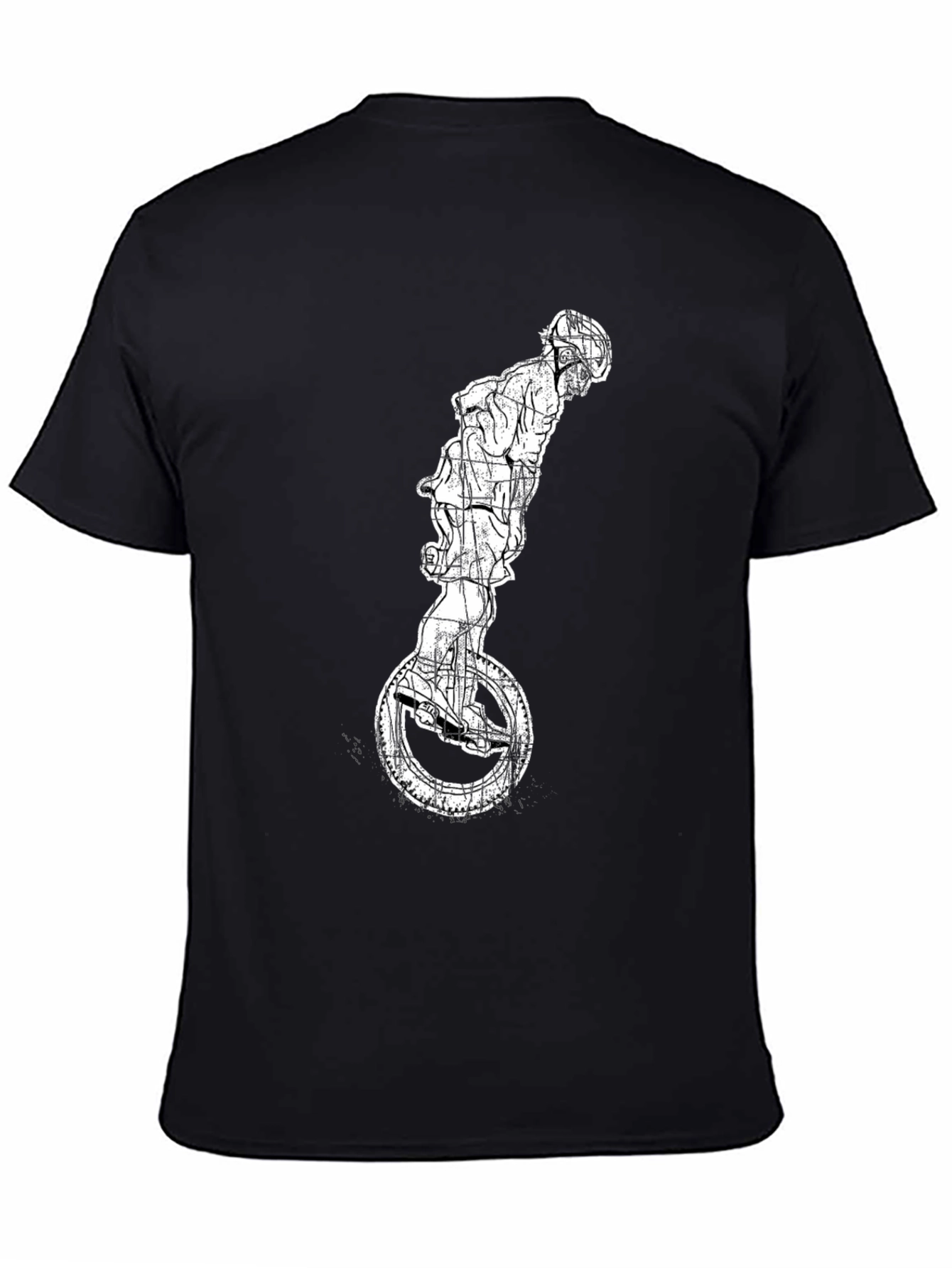Unicycle Rider Graphic Tee - Cool Black T-Shirt