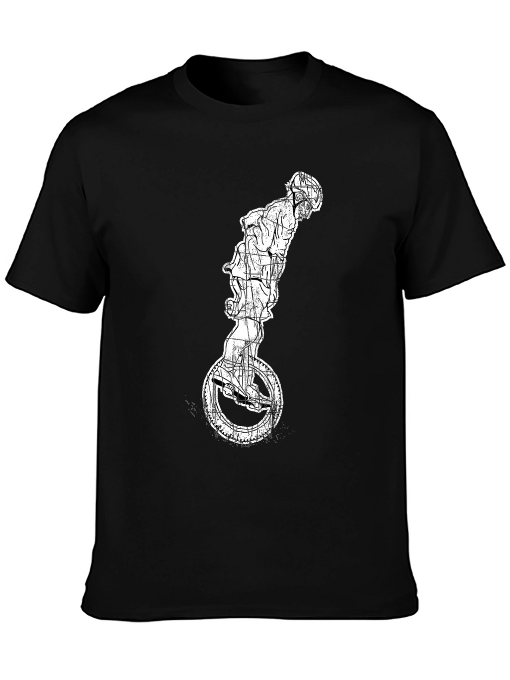 Unicycle Rider Graphic Tee - Cool Black T-Shirt