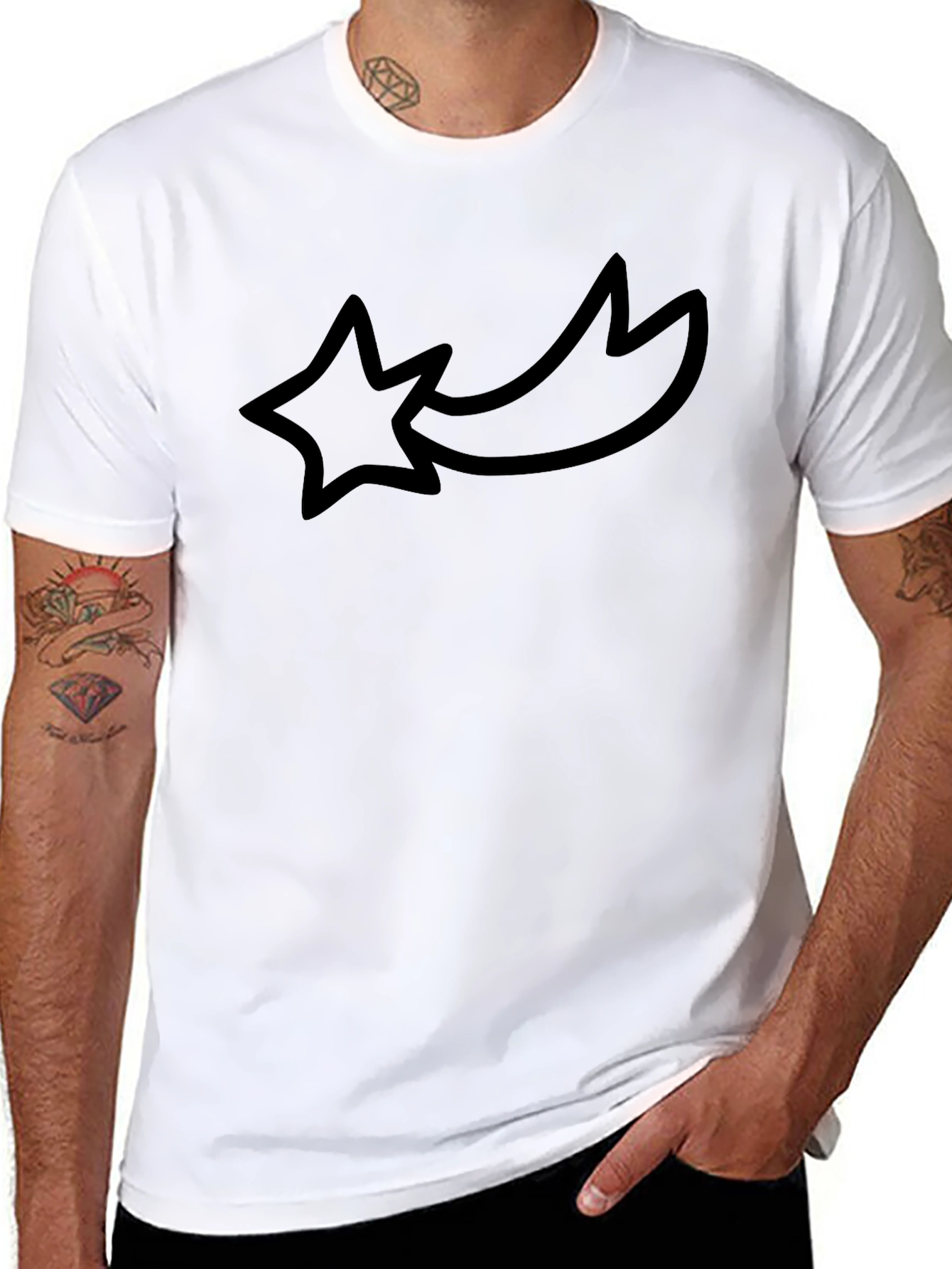 Black Graphic Tee - Shooting Star Design