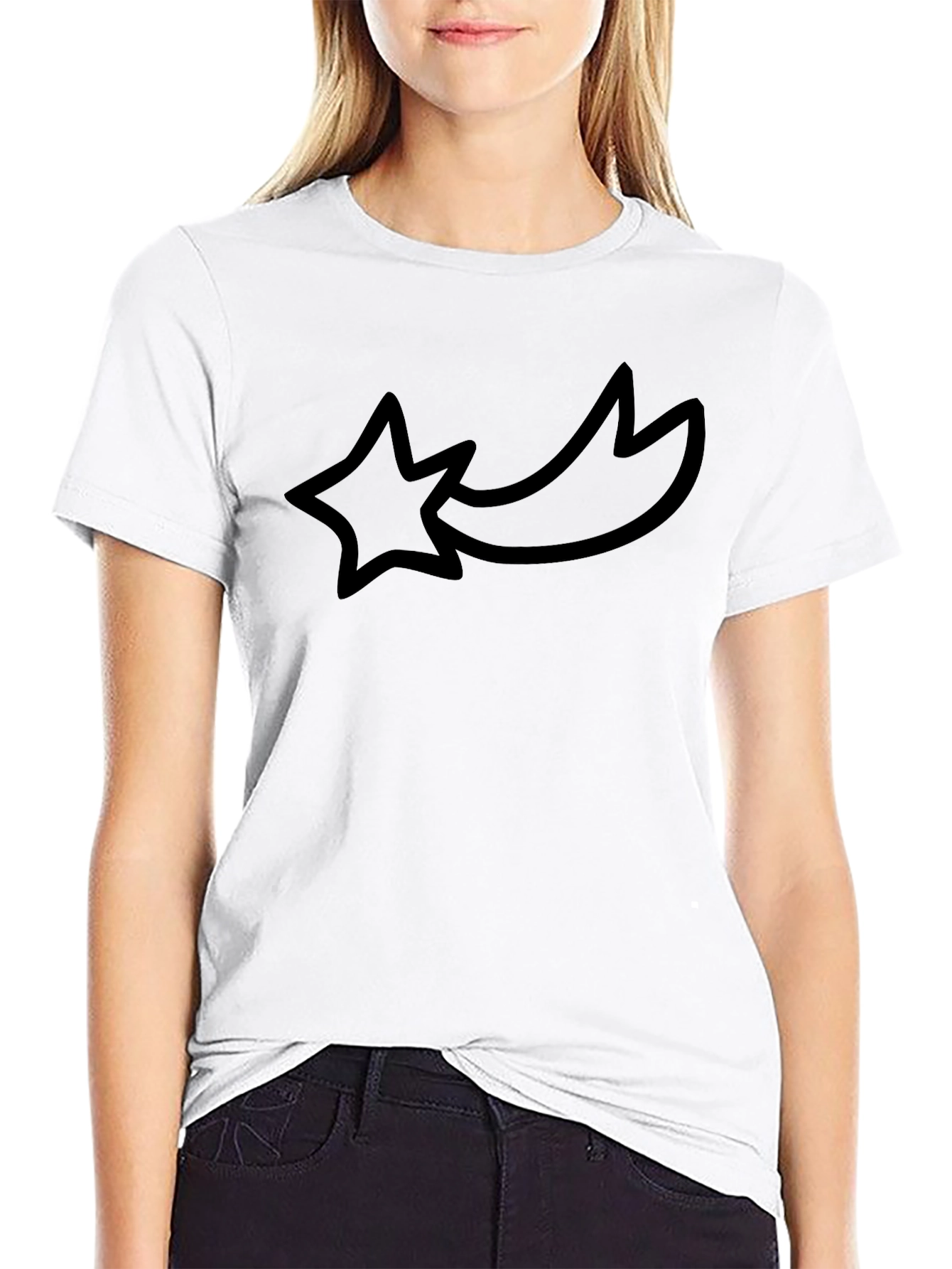 Black Graphic Tee - Shooting Star Design