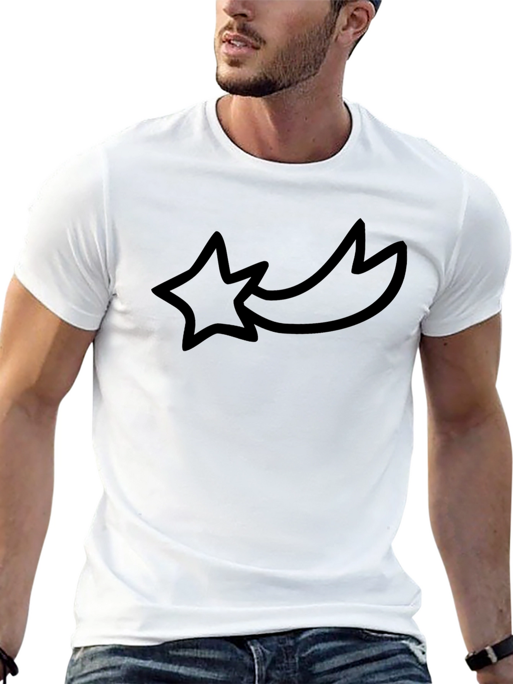 Black Graphic Tee - Shooting Star Design