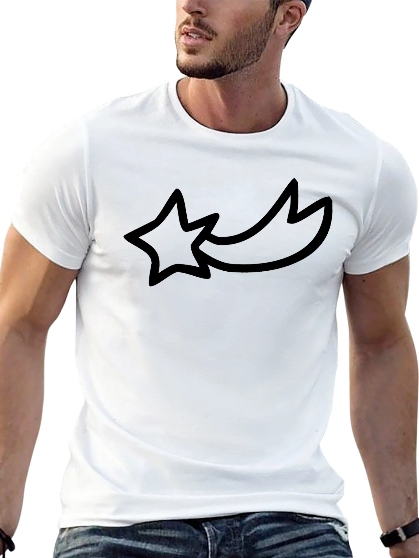 Black Graphic Tee - Shooting Star Design