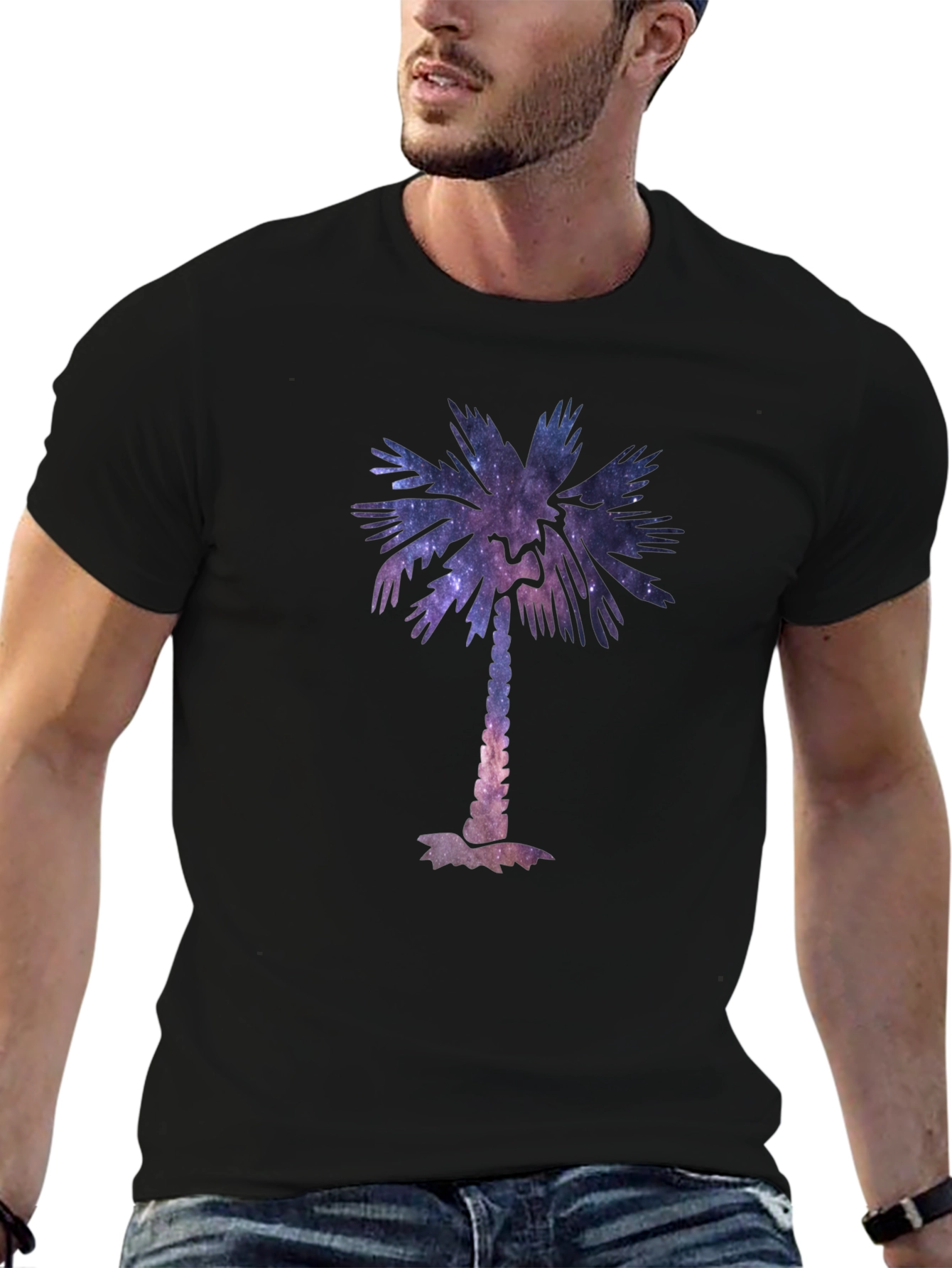 Galaxy Palm Tree Graphic Tee - Cool Unisex T-Shirt