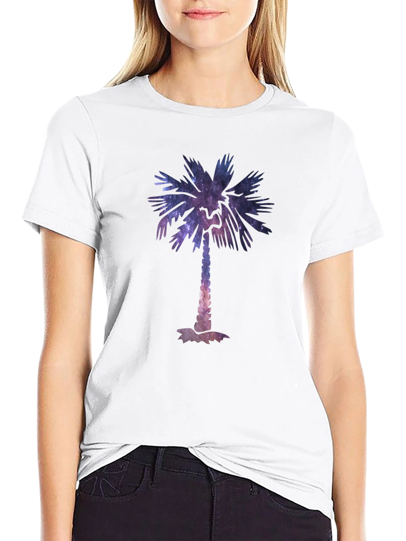 Galaxy Palm Tree Graphic Tee - Cool Unisex T-Shirt