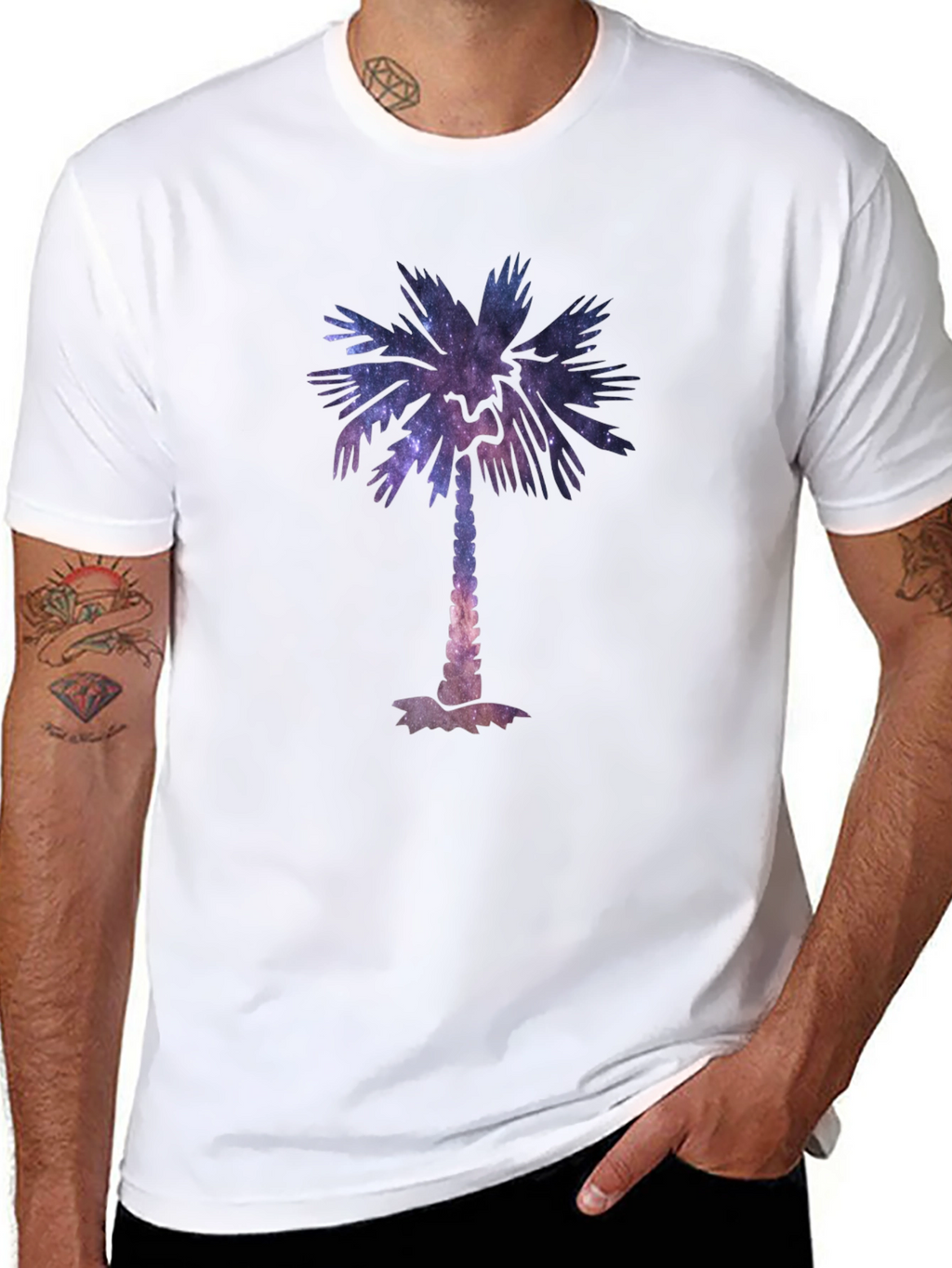 Galaxy Palm Tree Graphic Tee - Cool Unisex T-Shirt