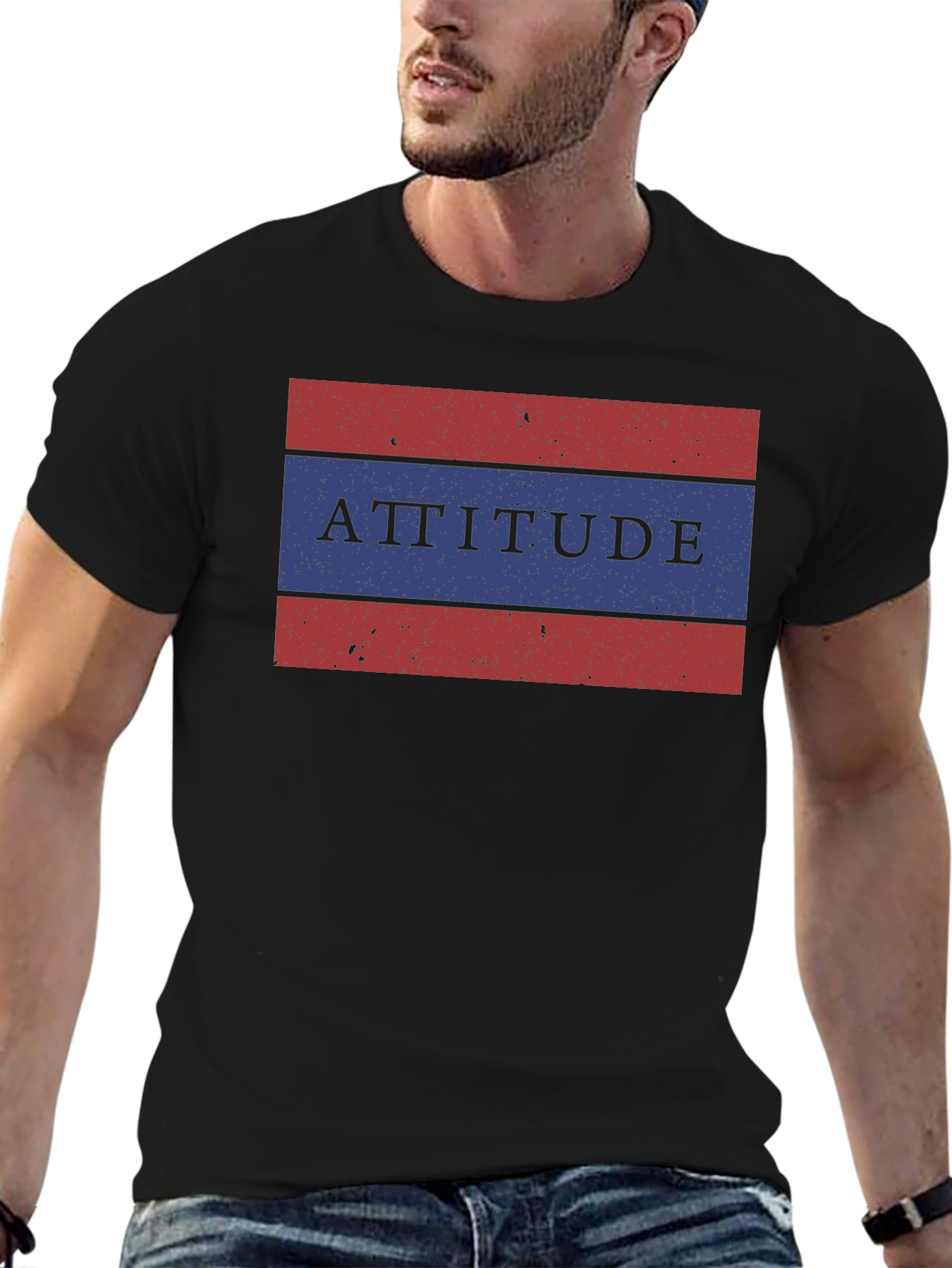 Attitude Graphic Tee - Black Casual T-Shirt