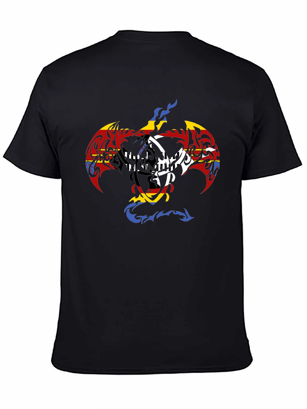 Tribal Dragon Graphic Black T-Shirt
