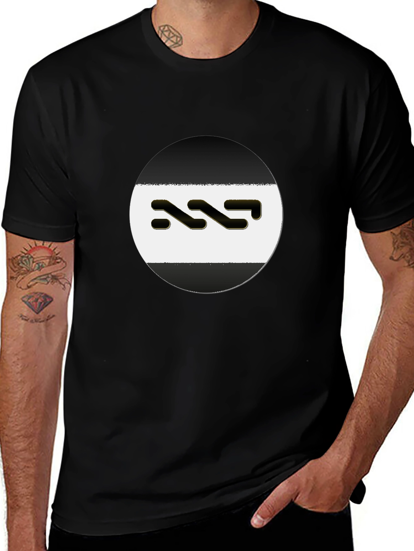 Modern Black T-Shirt with Unique Logo Design