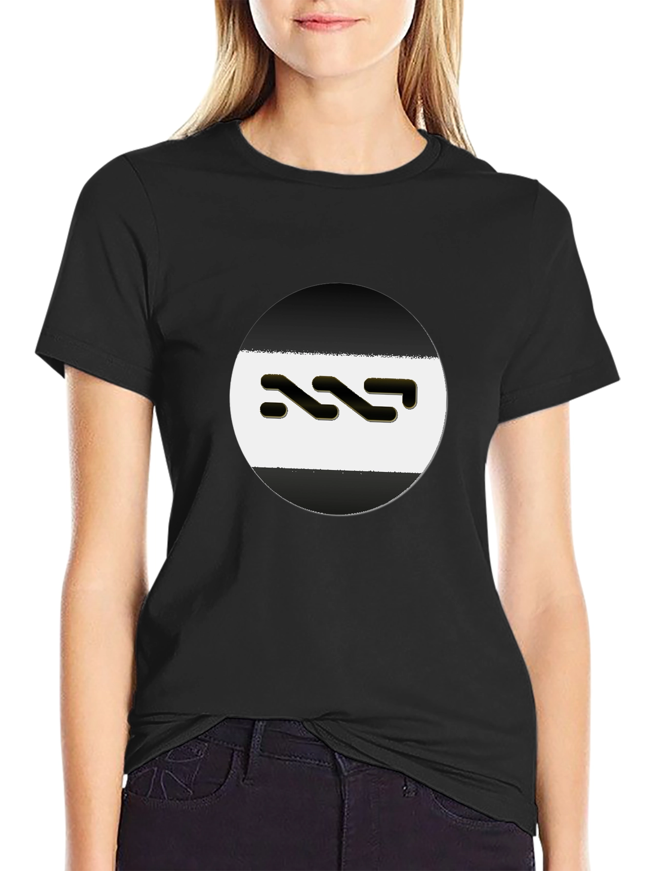 Modern Black T-Shirt with Unique Logo Design