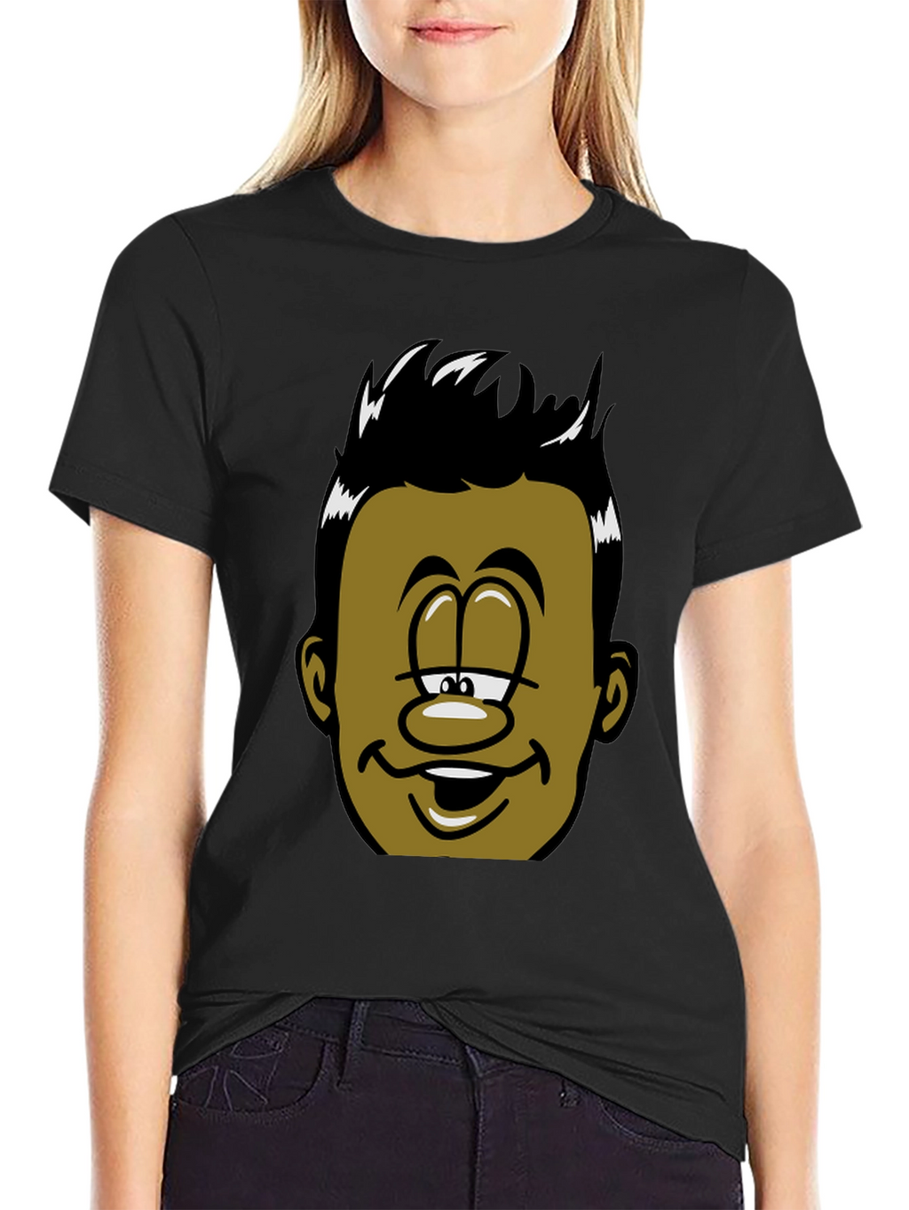 Cartoon Face Black T-Shirt