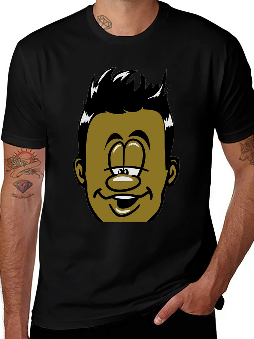 Cartoon Face Black T-Shirt
