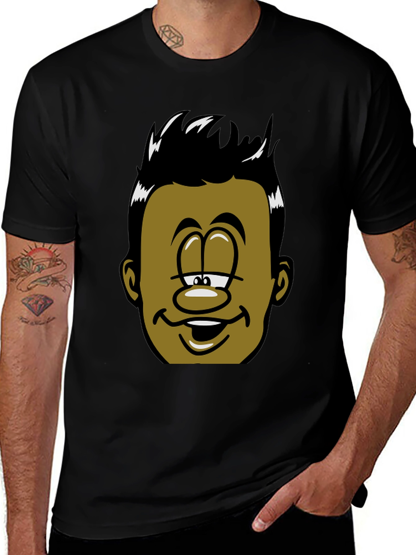 Cartoon Face Black T-Shirt