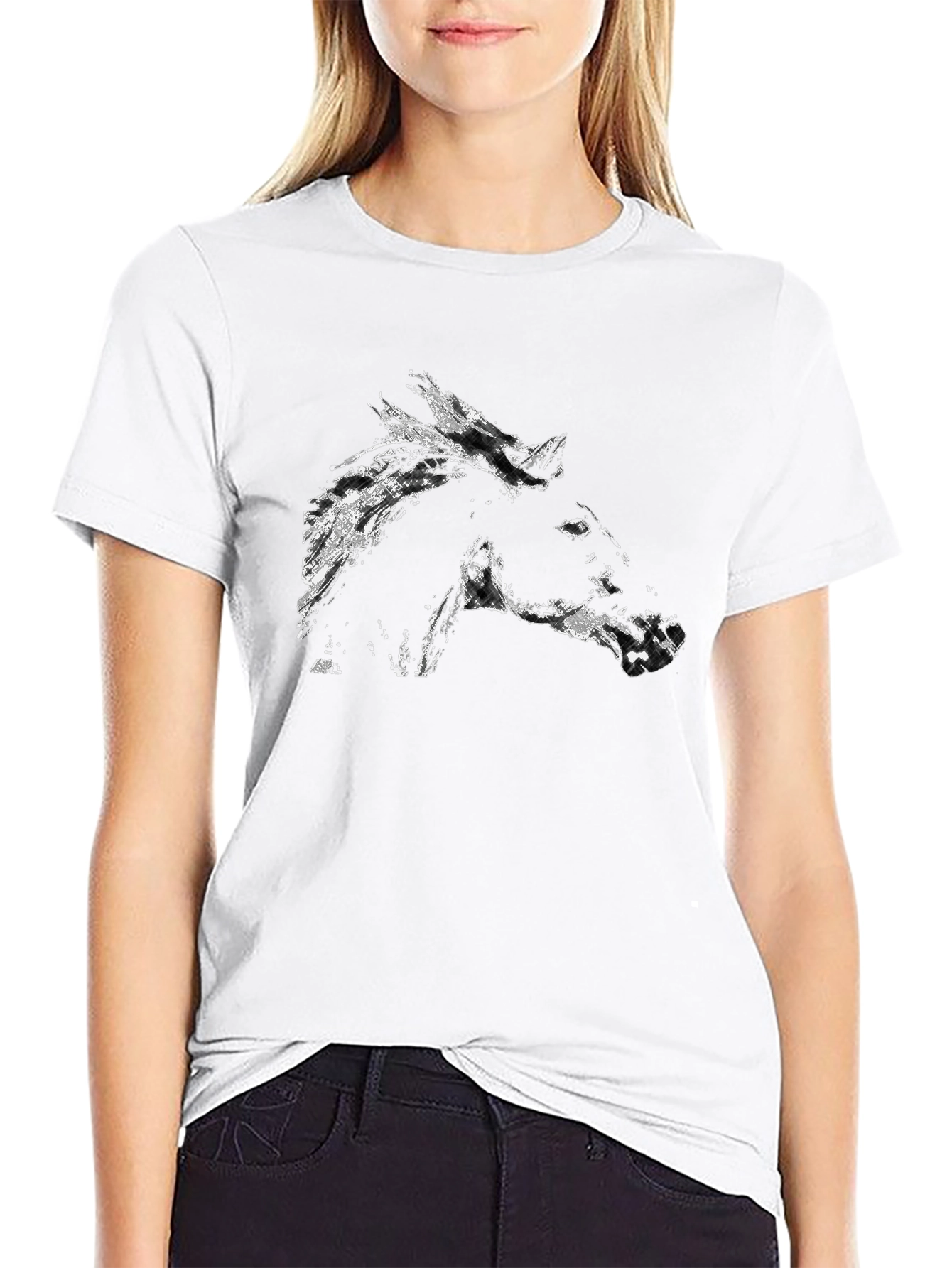Black Horse Graphic Tee - Stylish Mens T-Shirt