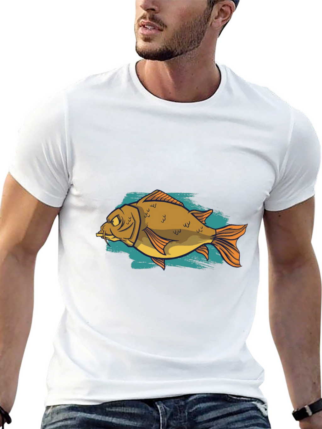 Funny Fish Graphic Black T-Shirt