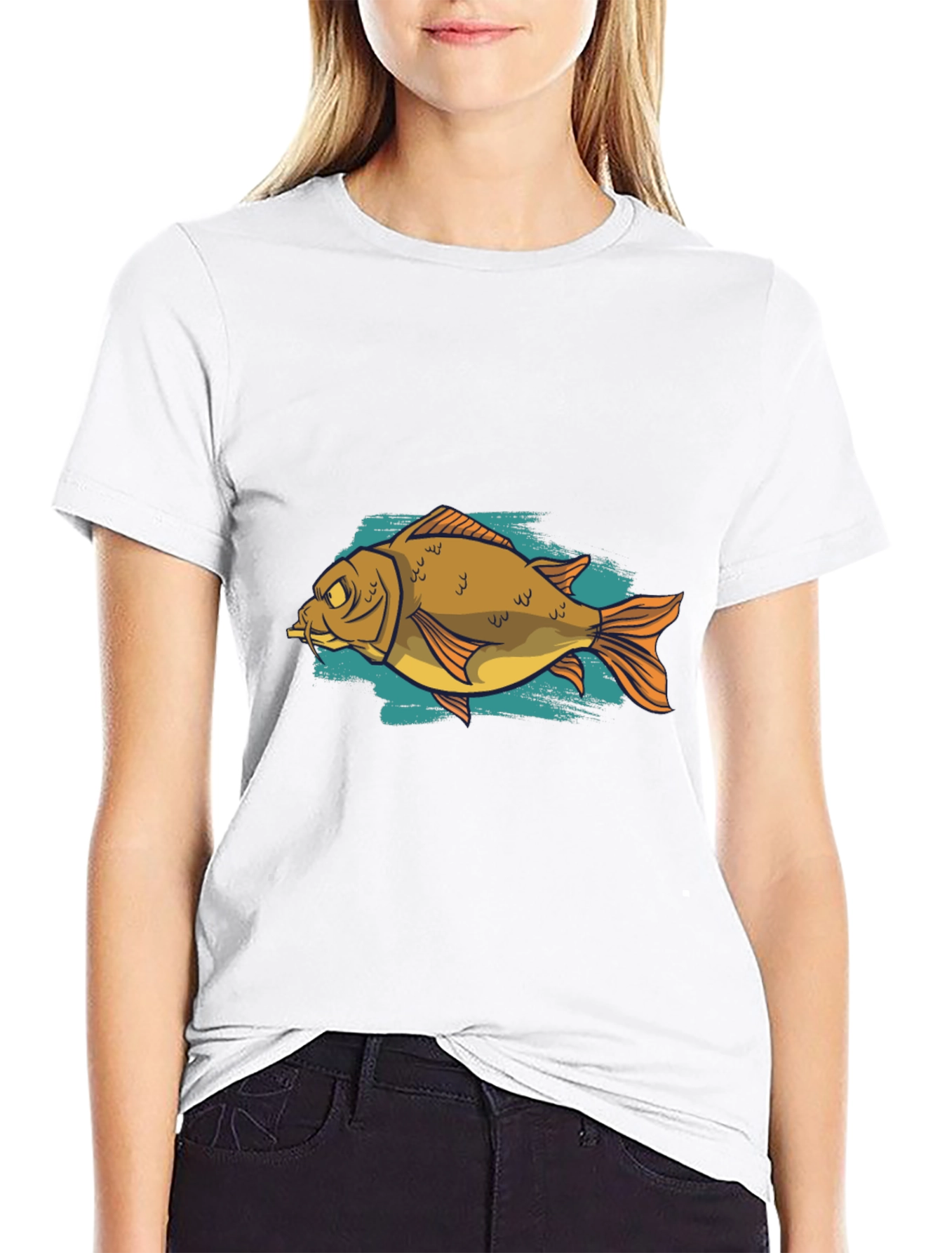 Funny Fish Graphic Black T-Shirt