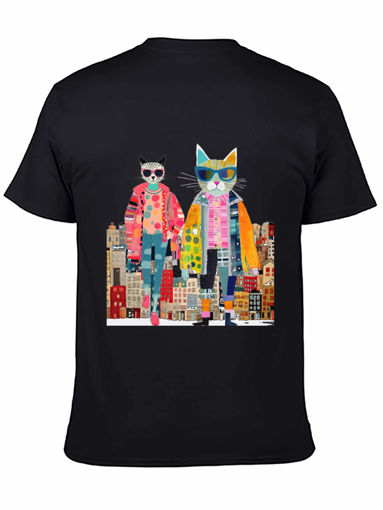 Cats in the City Black Graphic Tee