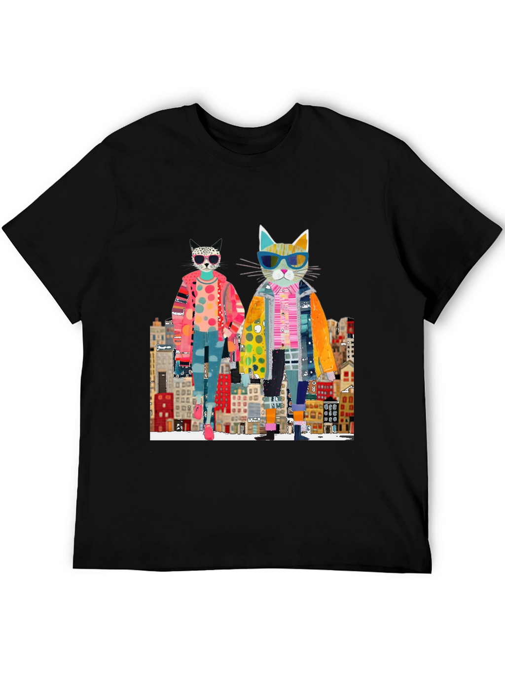 Cats in the City Black Graphic Tee