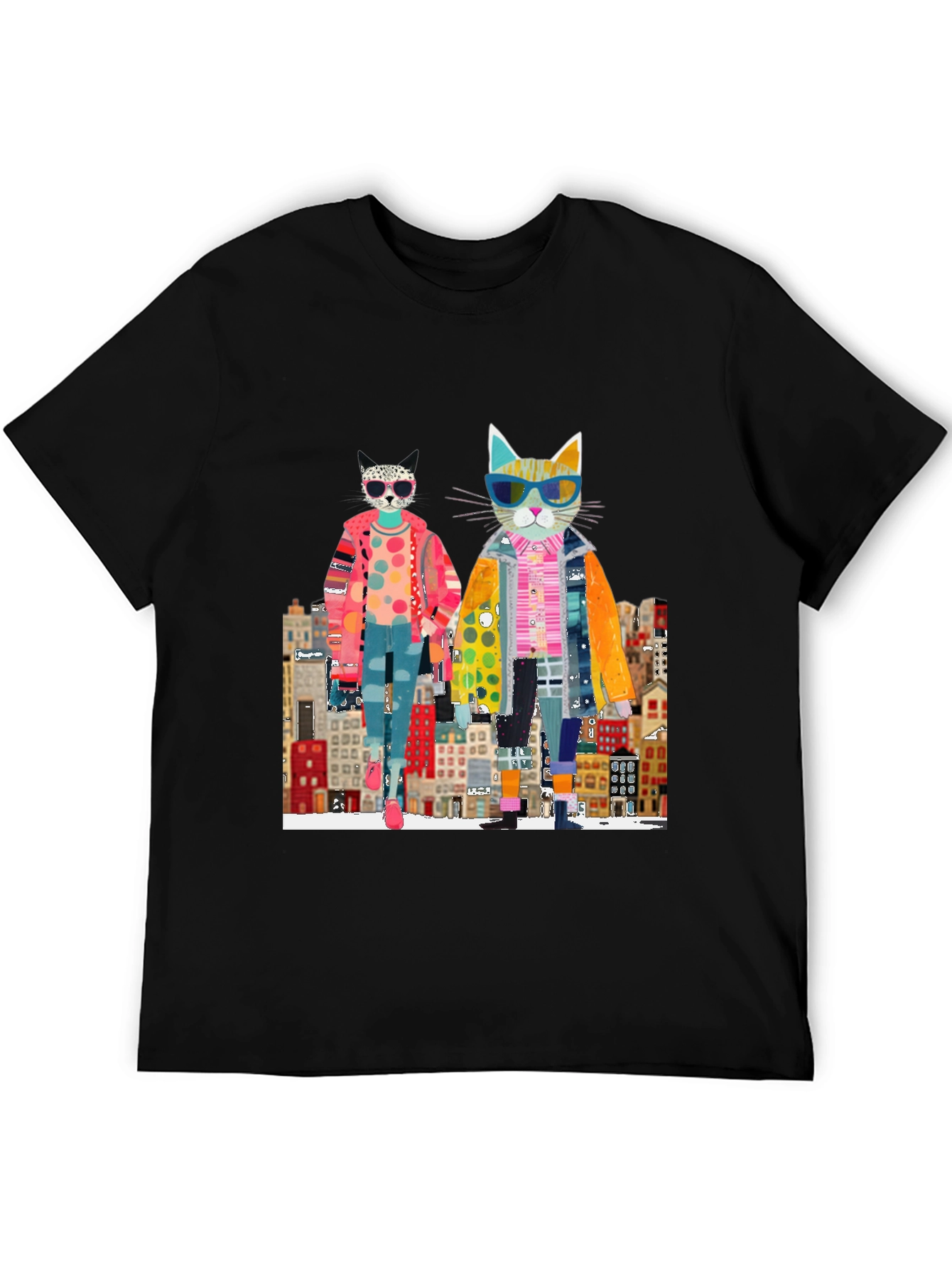 Cats in the City Black Graphic Tee