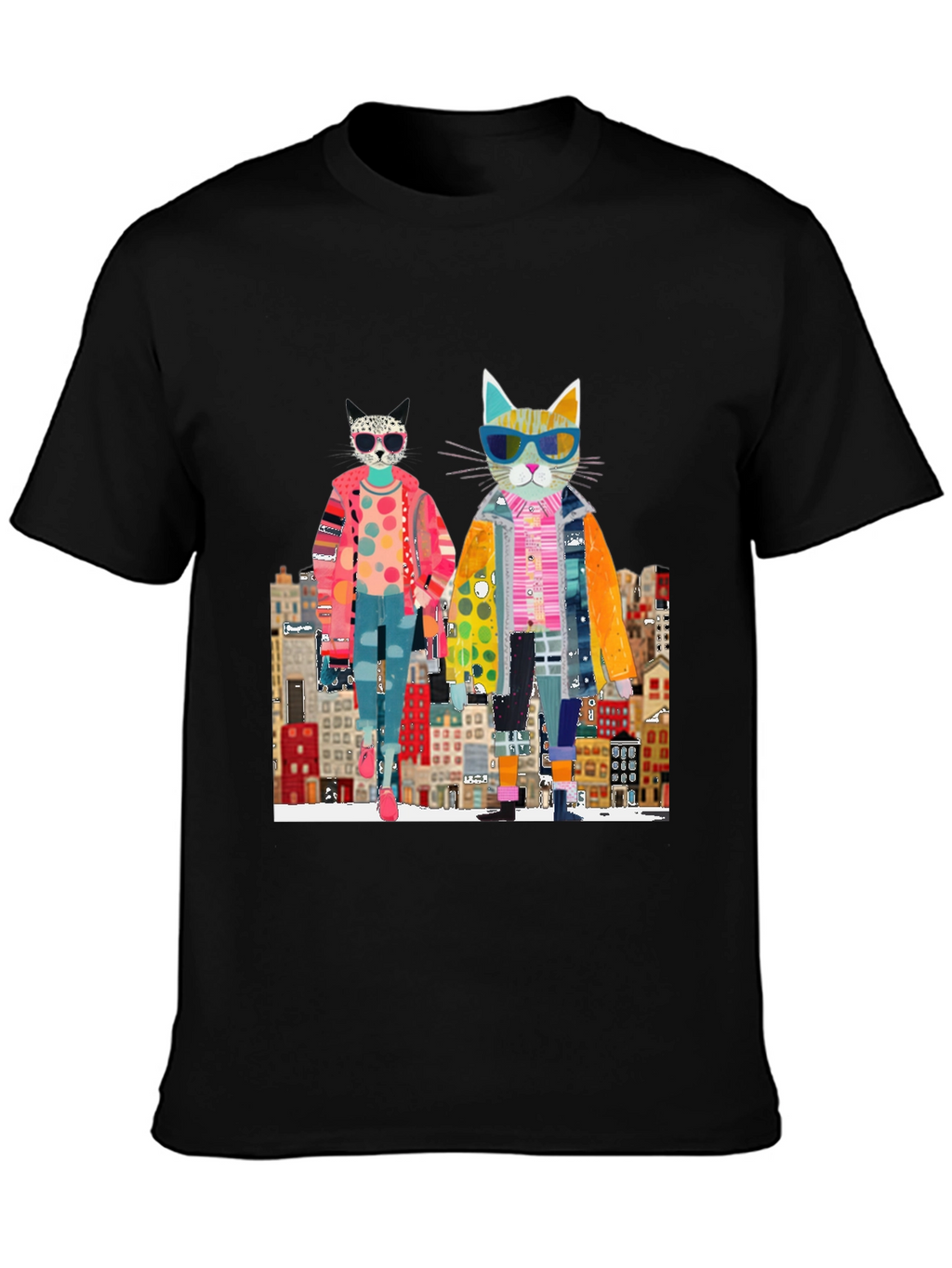 Cats in the City Black Graphic Tee