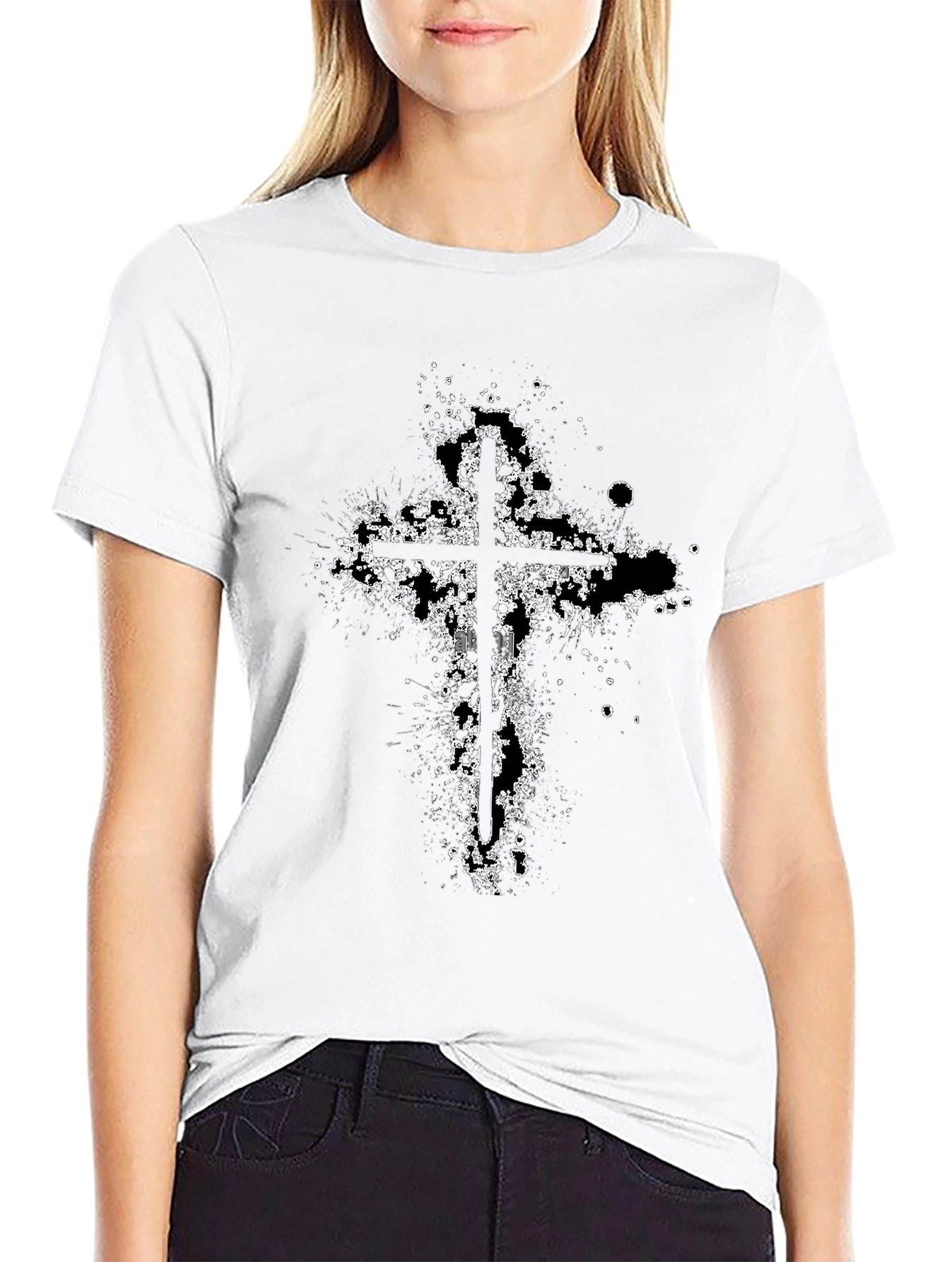 Grunge Cross Graphic T-Shirt