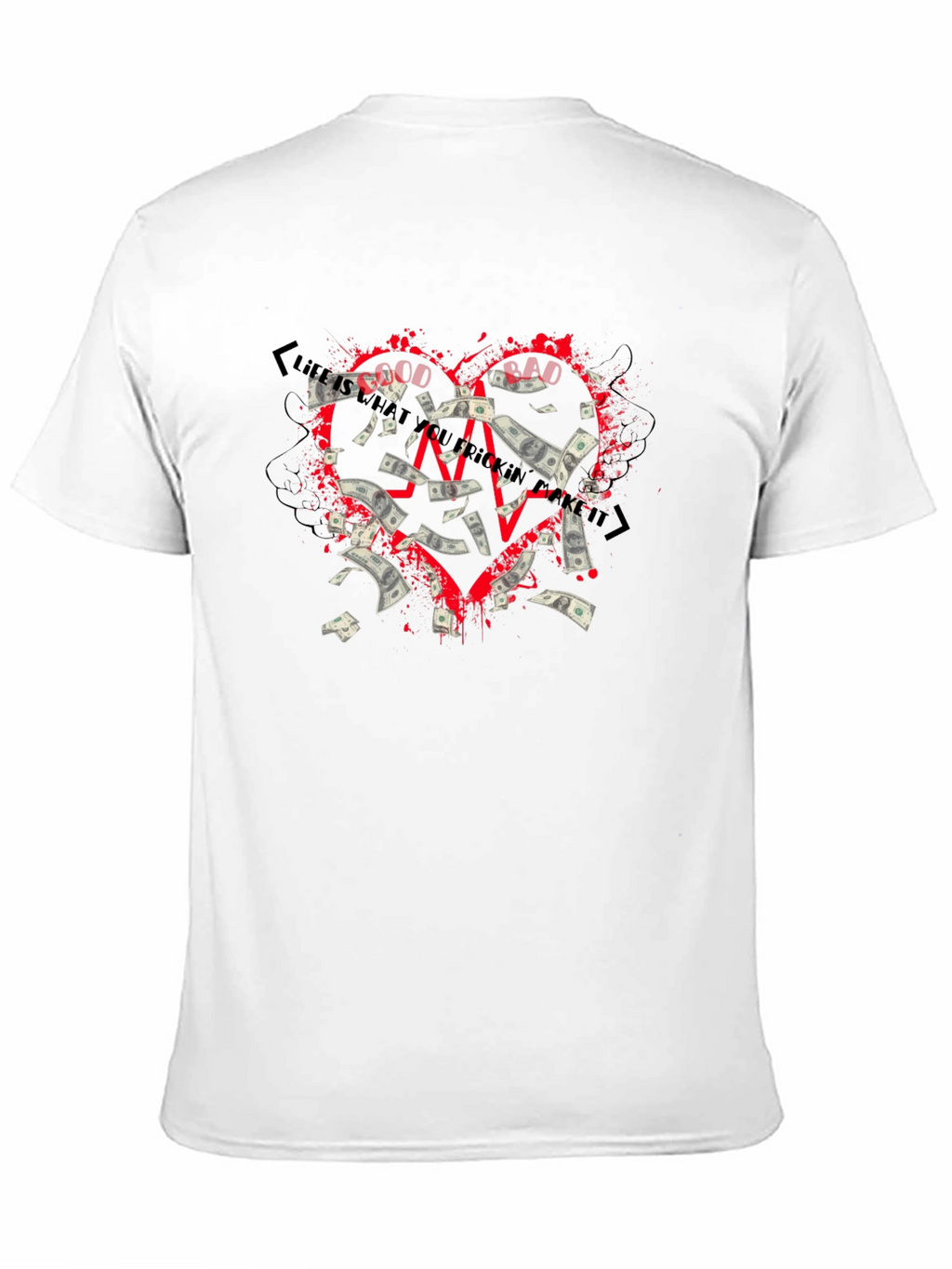 Money Heart Graphic T-Shirt - Black
