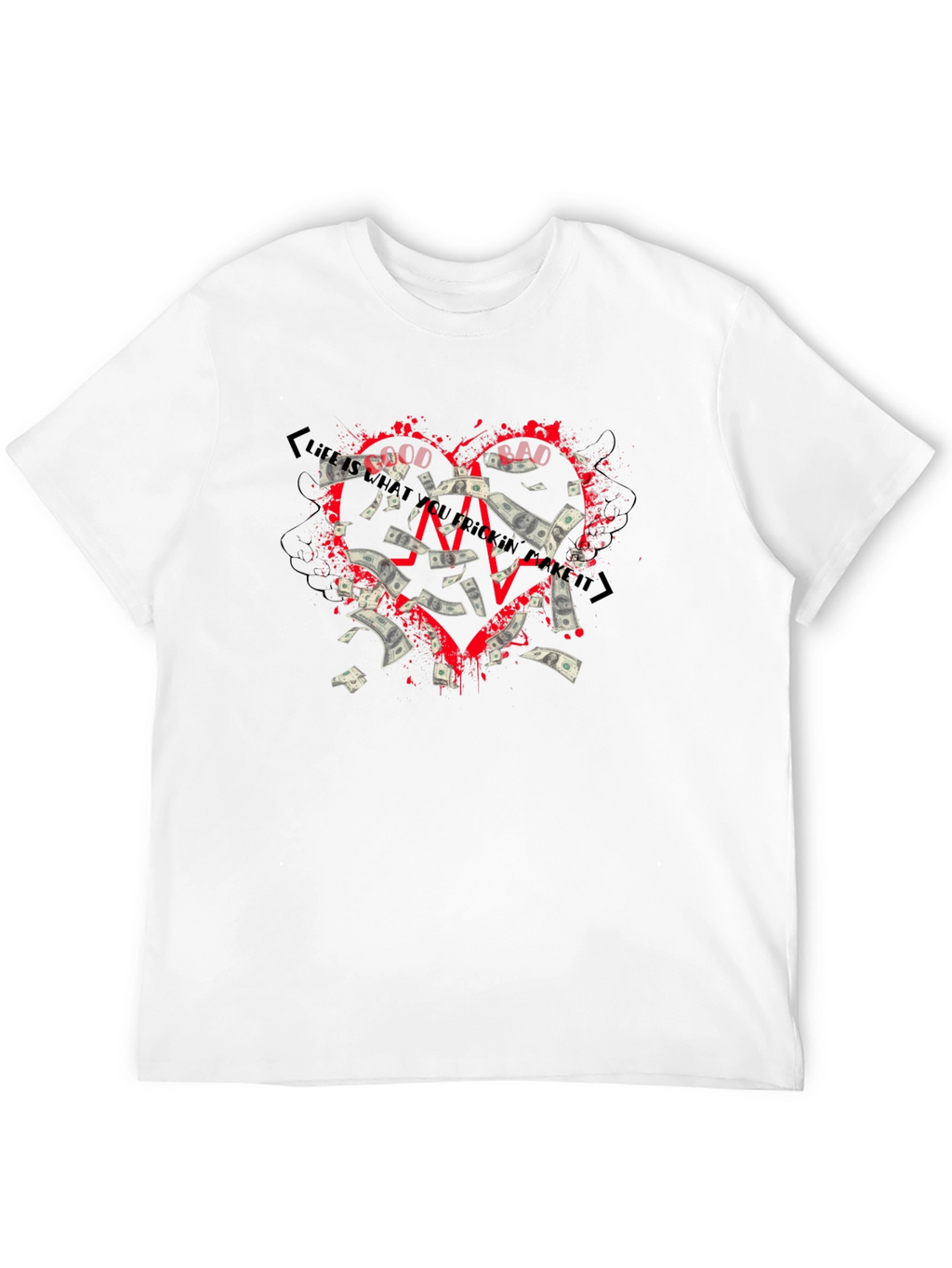 Money Heart Graphic T-Shirt - Black