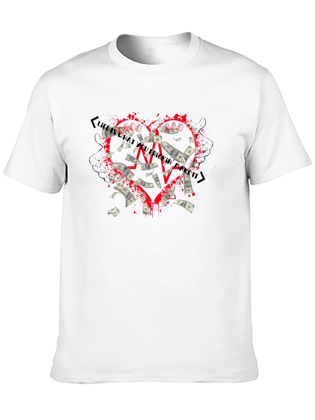 Money Heart Graphic T-Shirt - Black