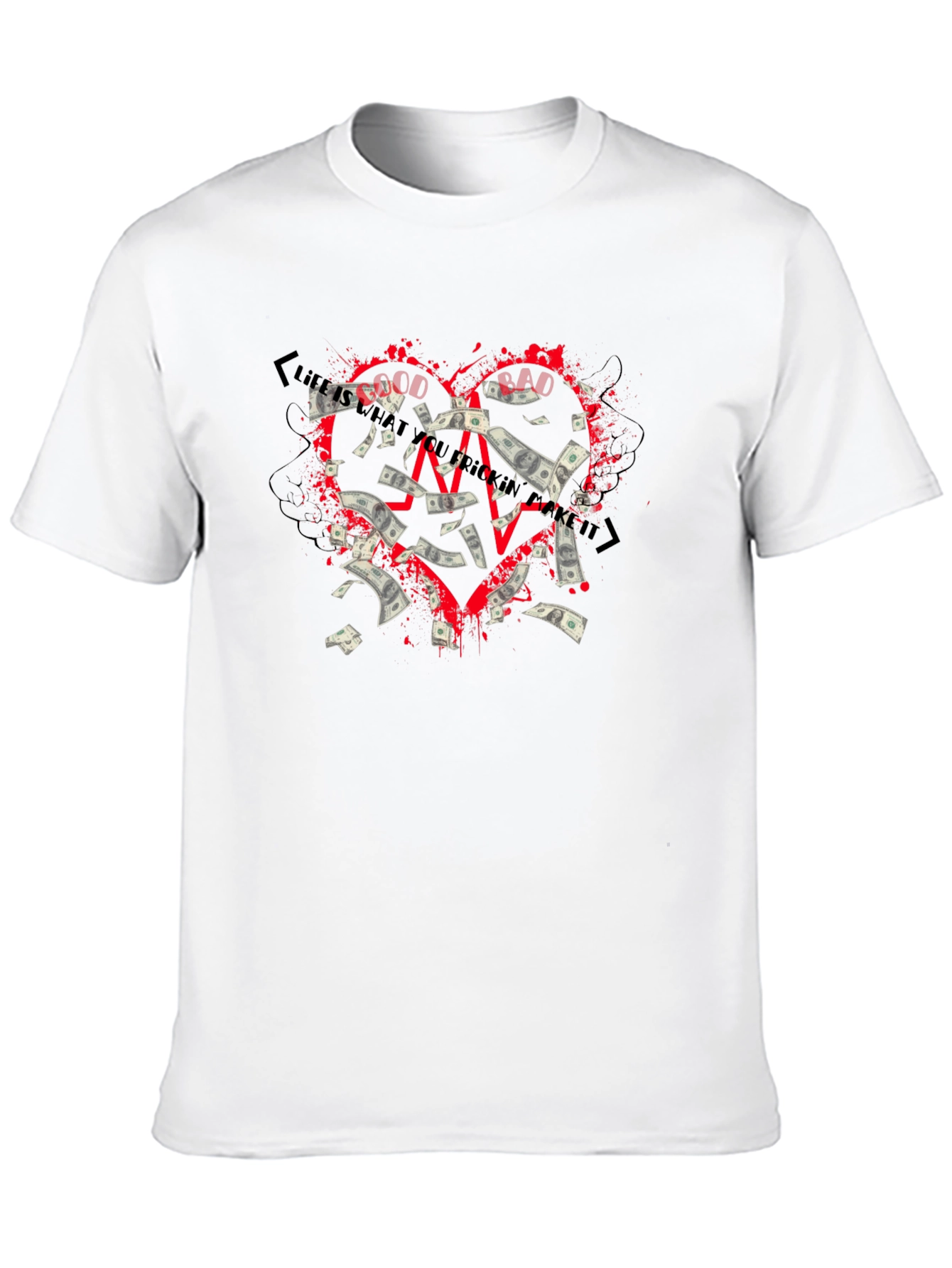 Money Heart Graphic T-Shirt - Black