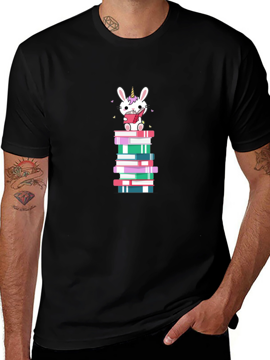 Unicorn Bunny Reading Book T-Shirt