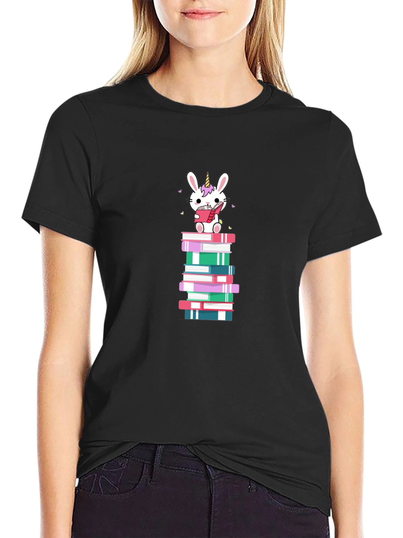 Unicorn Bunny Reading Book T-Shirt